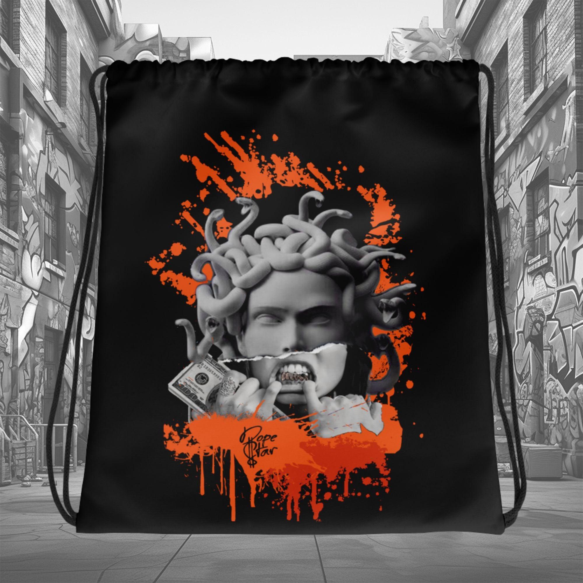 Amazing Black MEDUSA Drawstring Bag Air Jordan 12 Retro WNBA All-Star Brilliant Orange photo.