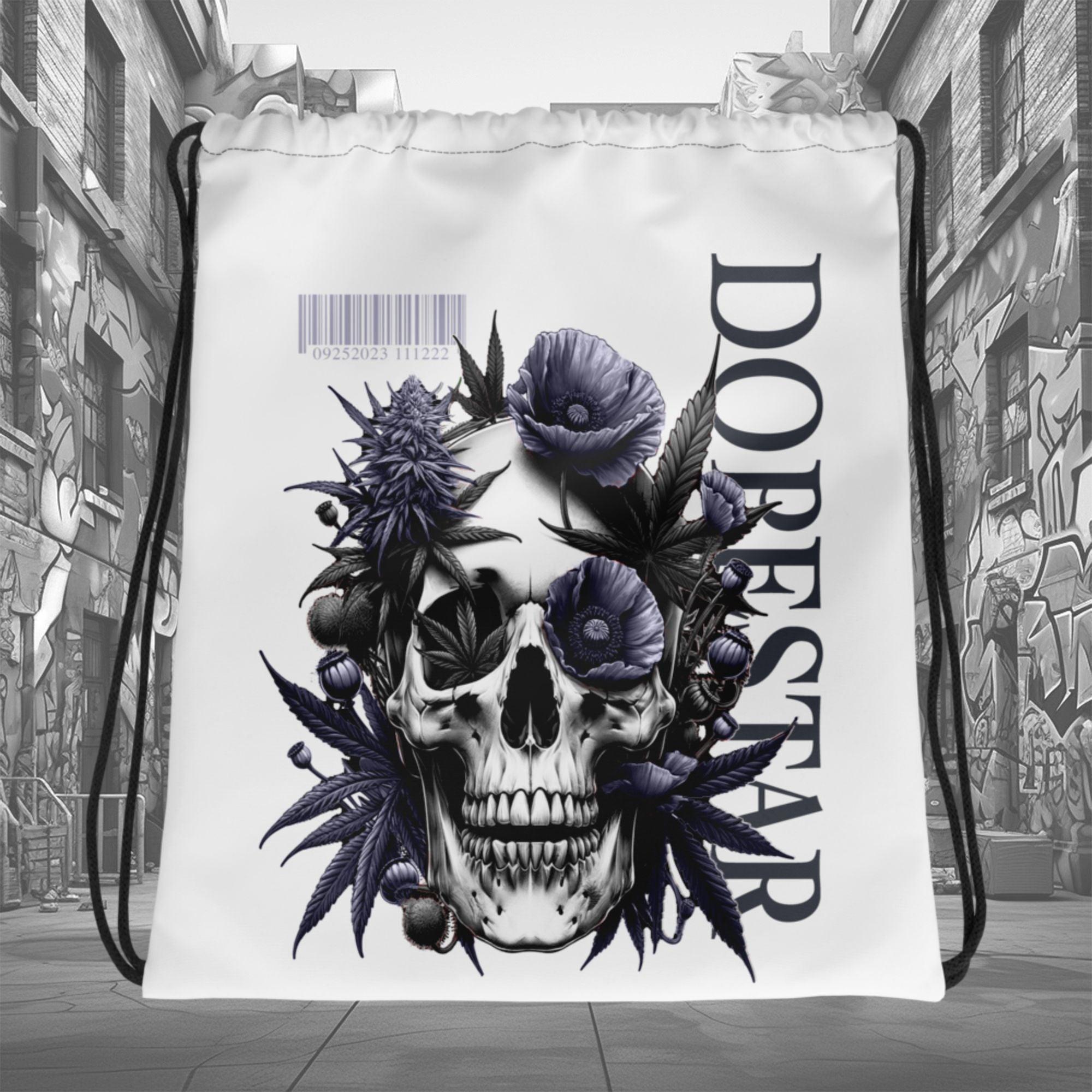 Amazing White Skull Cannabis Poppies Drawstring Bag Air Jordan 8 Winterized photo.