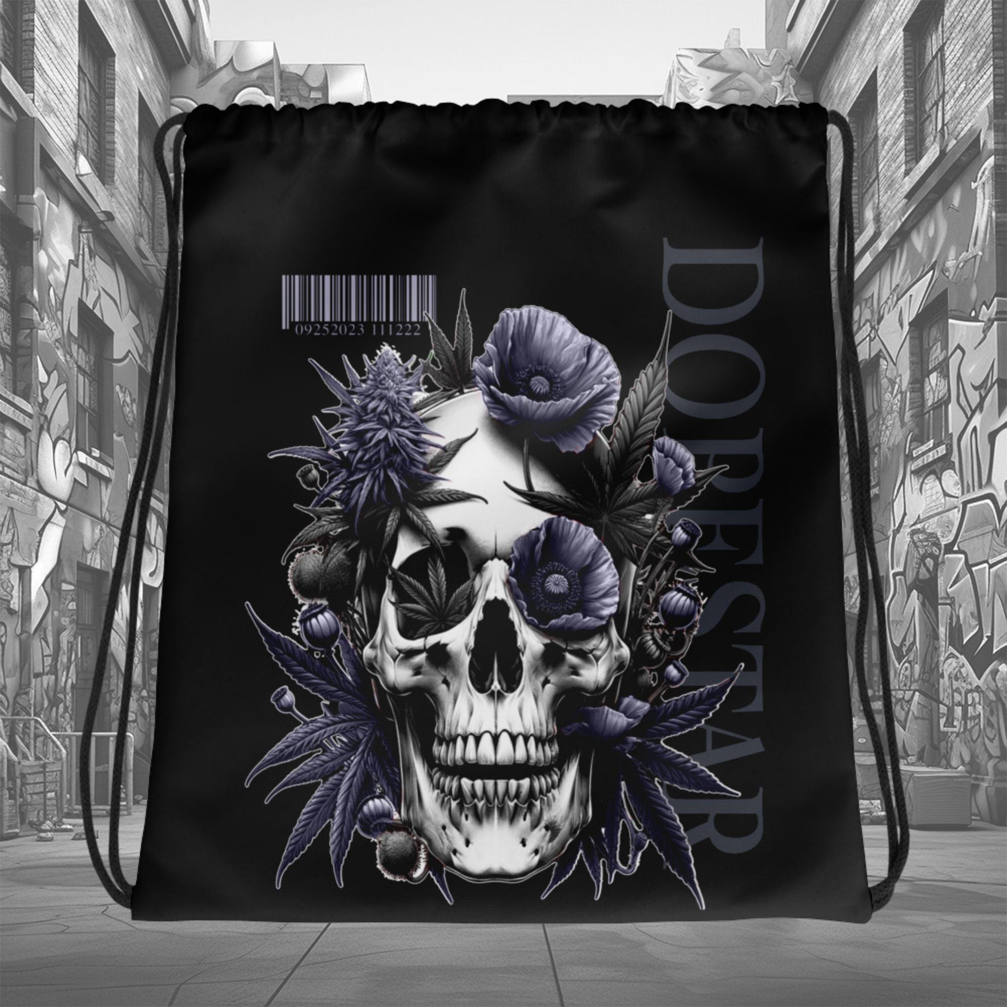 Amazing Black Skull Cannabis Poppies Drawstring Bag Air Jordan 8 Winterized photo.
