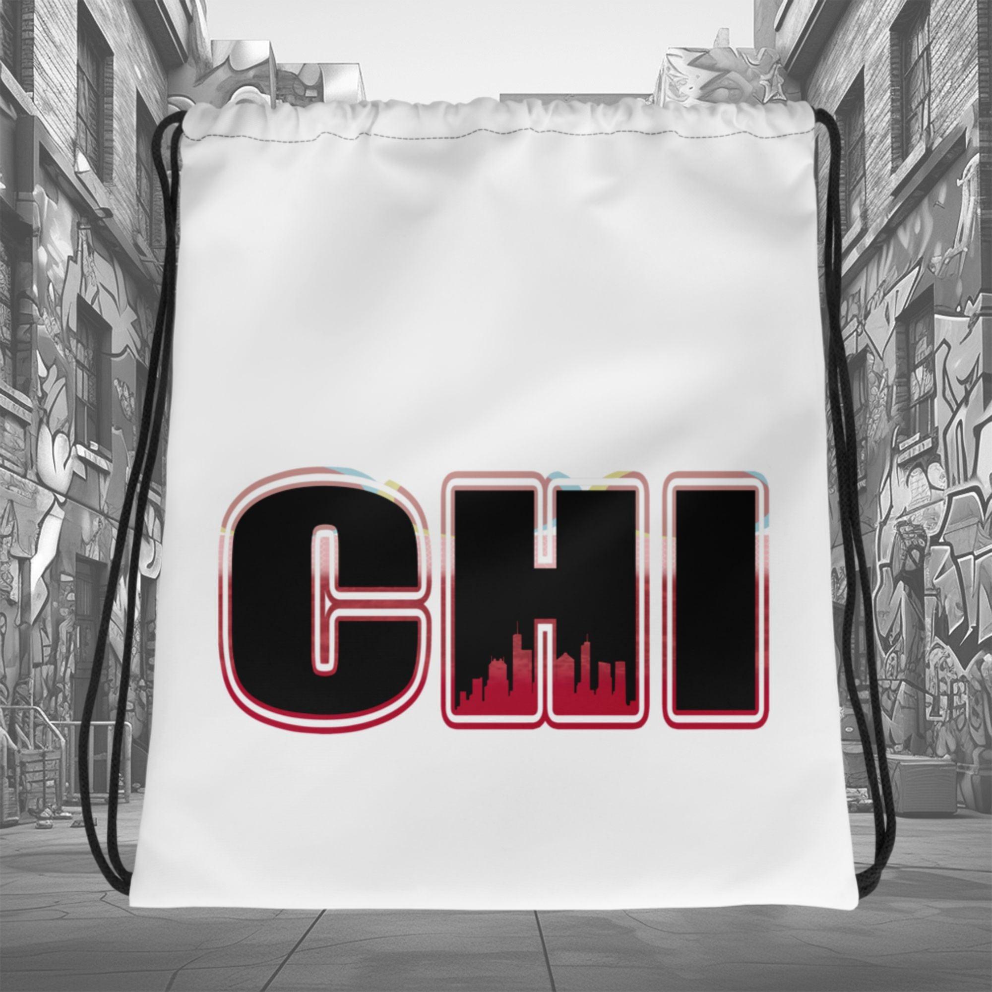 Amazing White Chicago Drawstring Bag AIR JORDAN 1 Retro High OG NEXT CHAPTER SPIDER-VERSE photo.