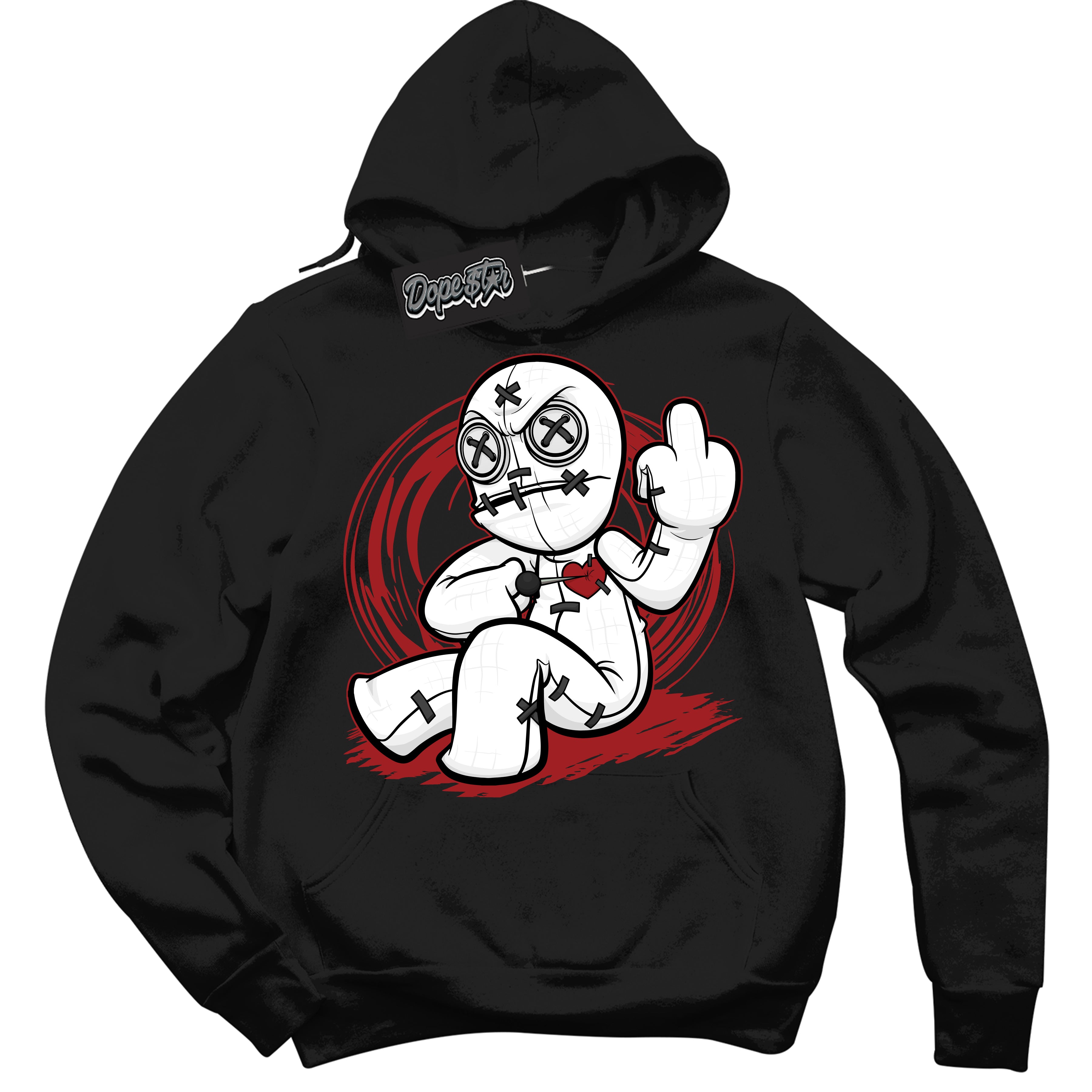 Cool Black Hoodie With “ VooDoo Doll “ Design That Perfectly Matches Lost And Found 1s Sneakers