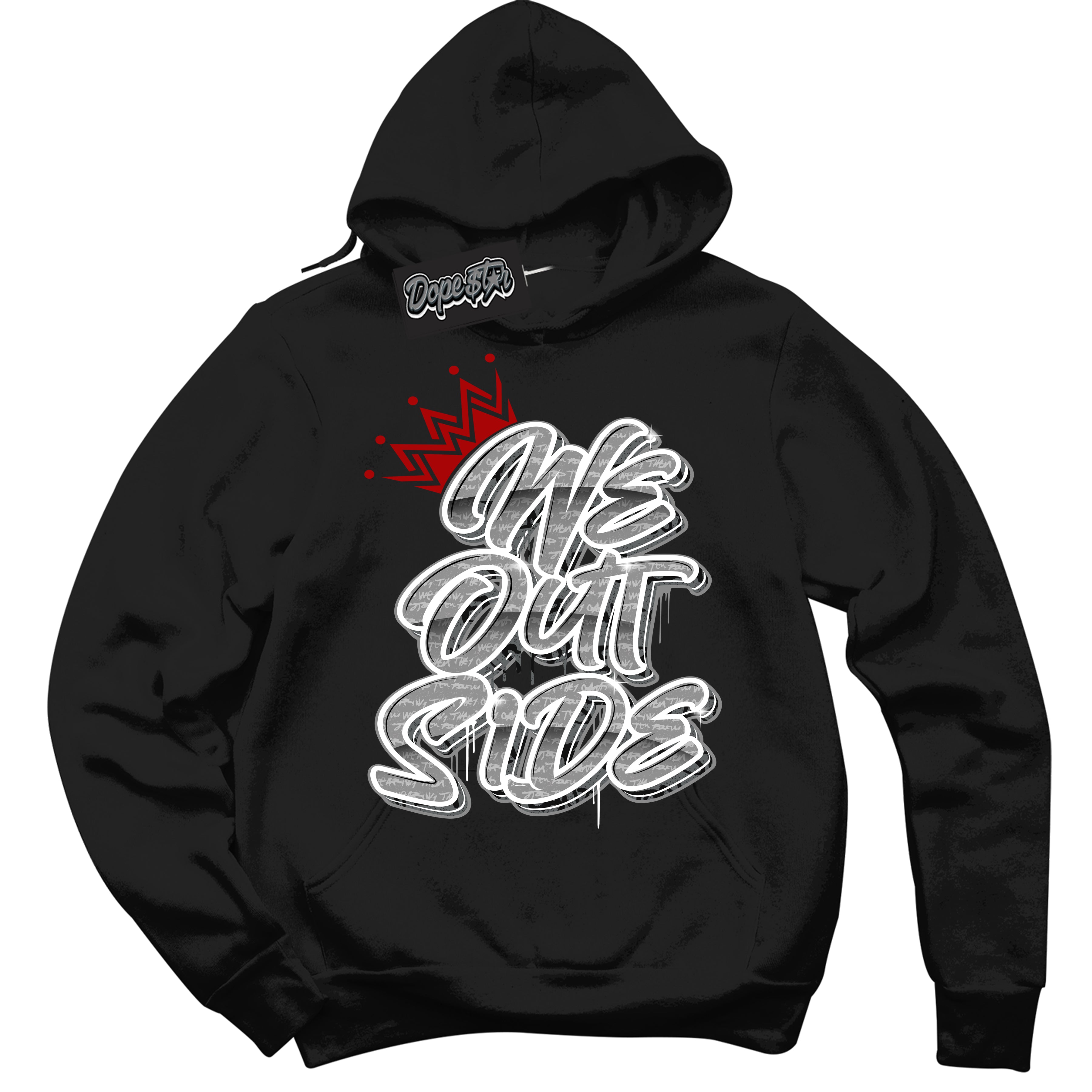 Cool Black Hoodie with “ We Outside ”  design that Perfectly Matches Rebellionaire 1s Sneakers.
