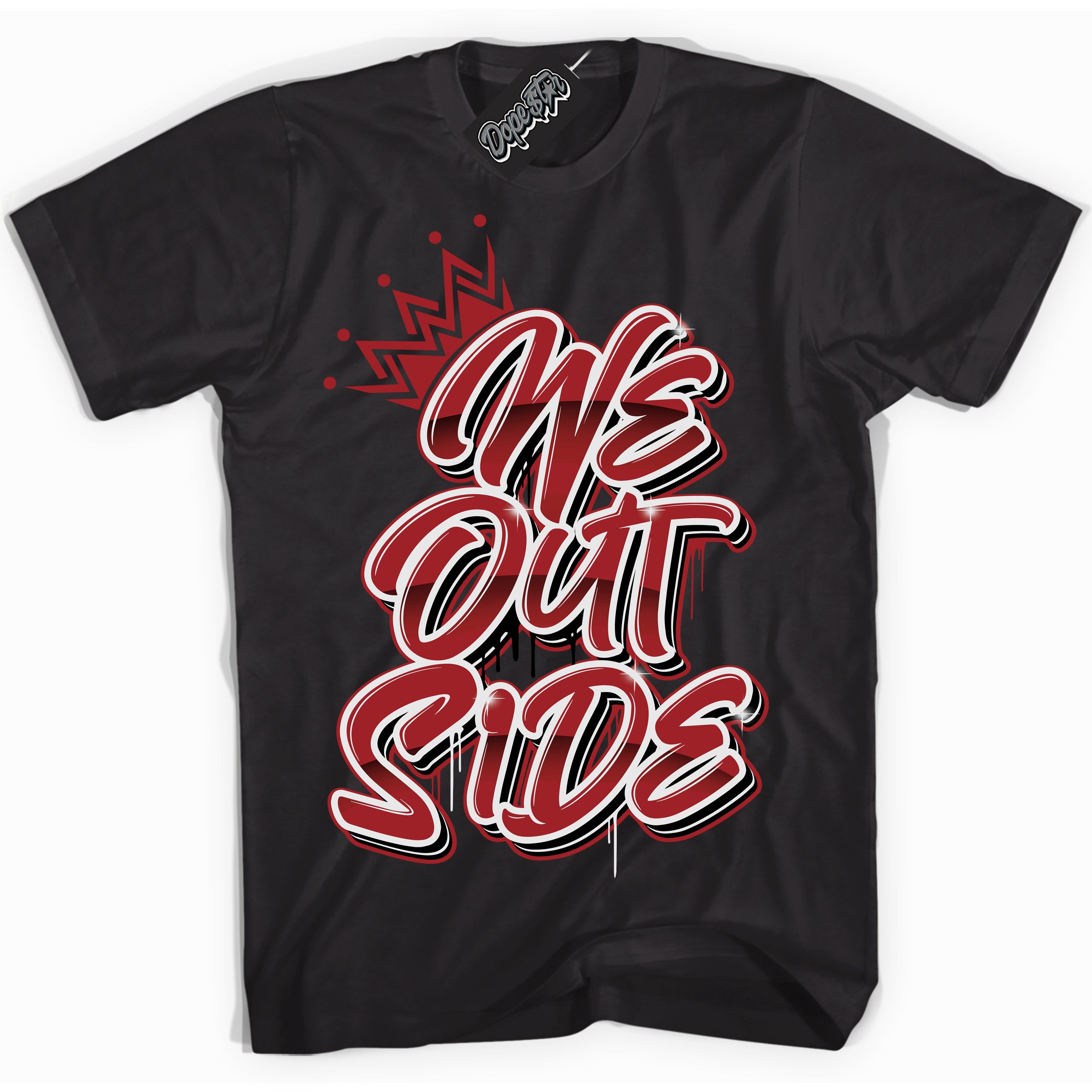Cool Black graphic tee with “ We Outside ” print, that perfectly matches Lost And Found 1s sneakers