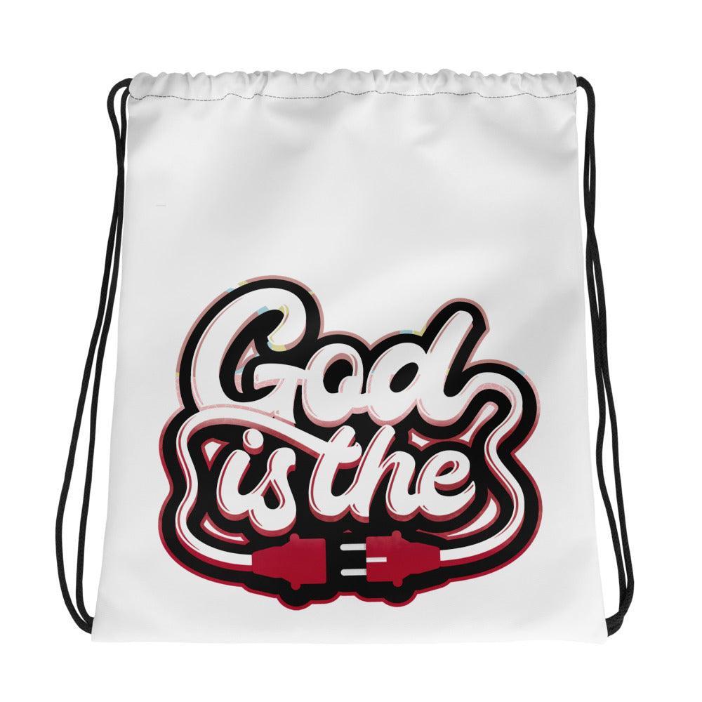 Amazing White GOD IS THE Drawstring Bag AIR JORDAN 1 Retro High OG NEXT CHAPTER SPIDER-VERSE photo.