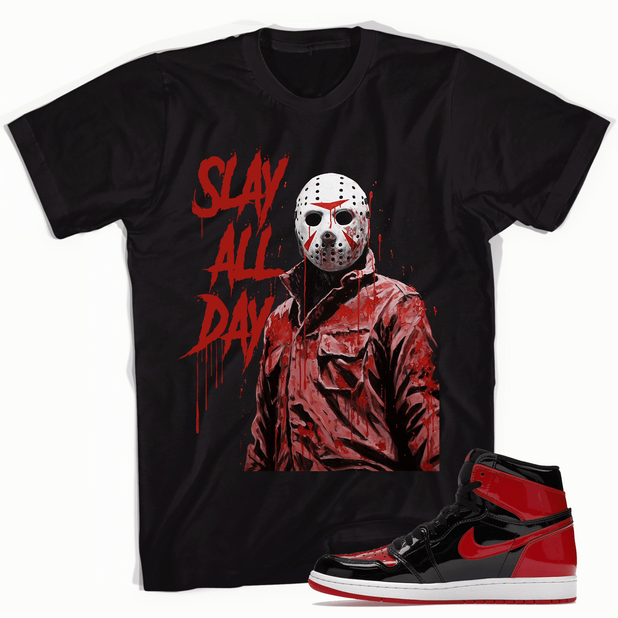 Air Jordan 1 High OG Patent Bred - SLAY ALL DAY - Sneaker Shirts Outlet