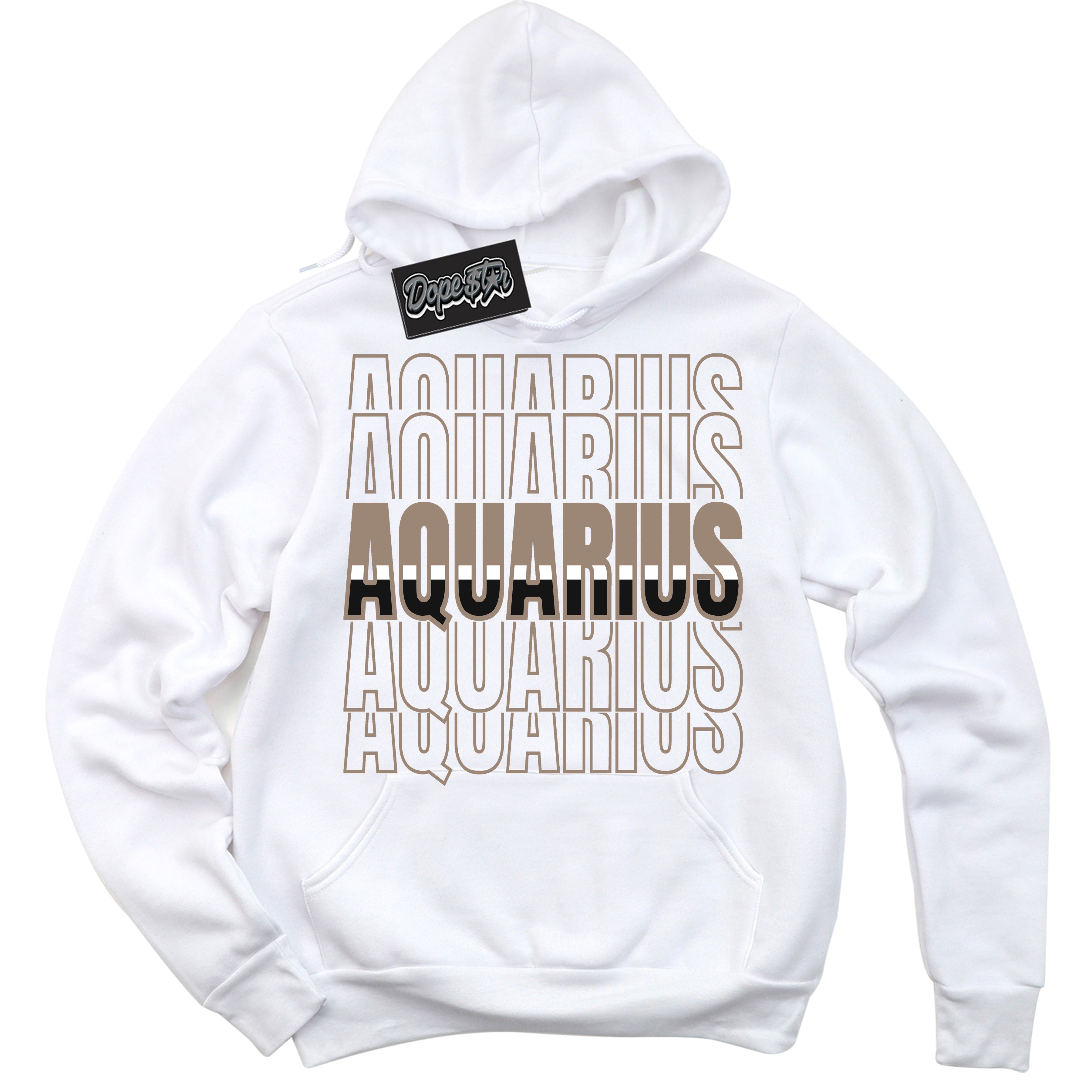 Cool White Hoodie with “ Aquarius ” design that Perfectly Matches Latte 1s Sneakers.