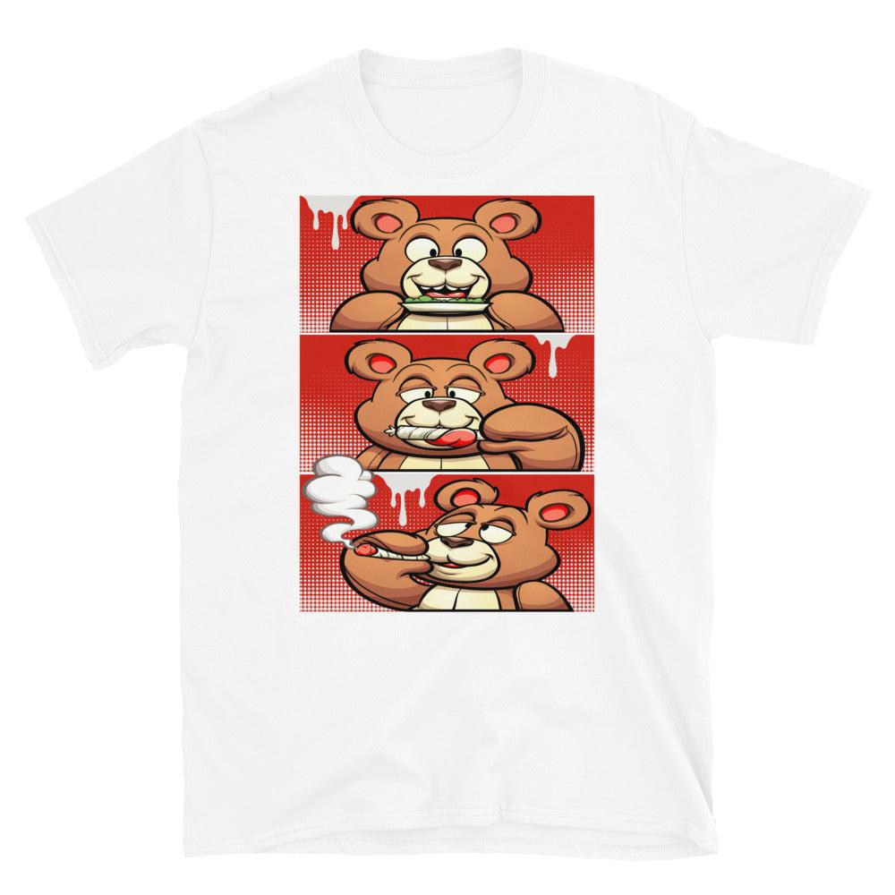 Nike Dunk High White Picante Red - Roll It Lick It Smoke It Bear - Sneaker Shirts Outlet