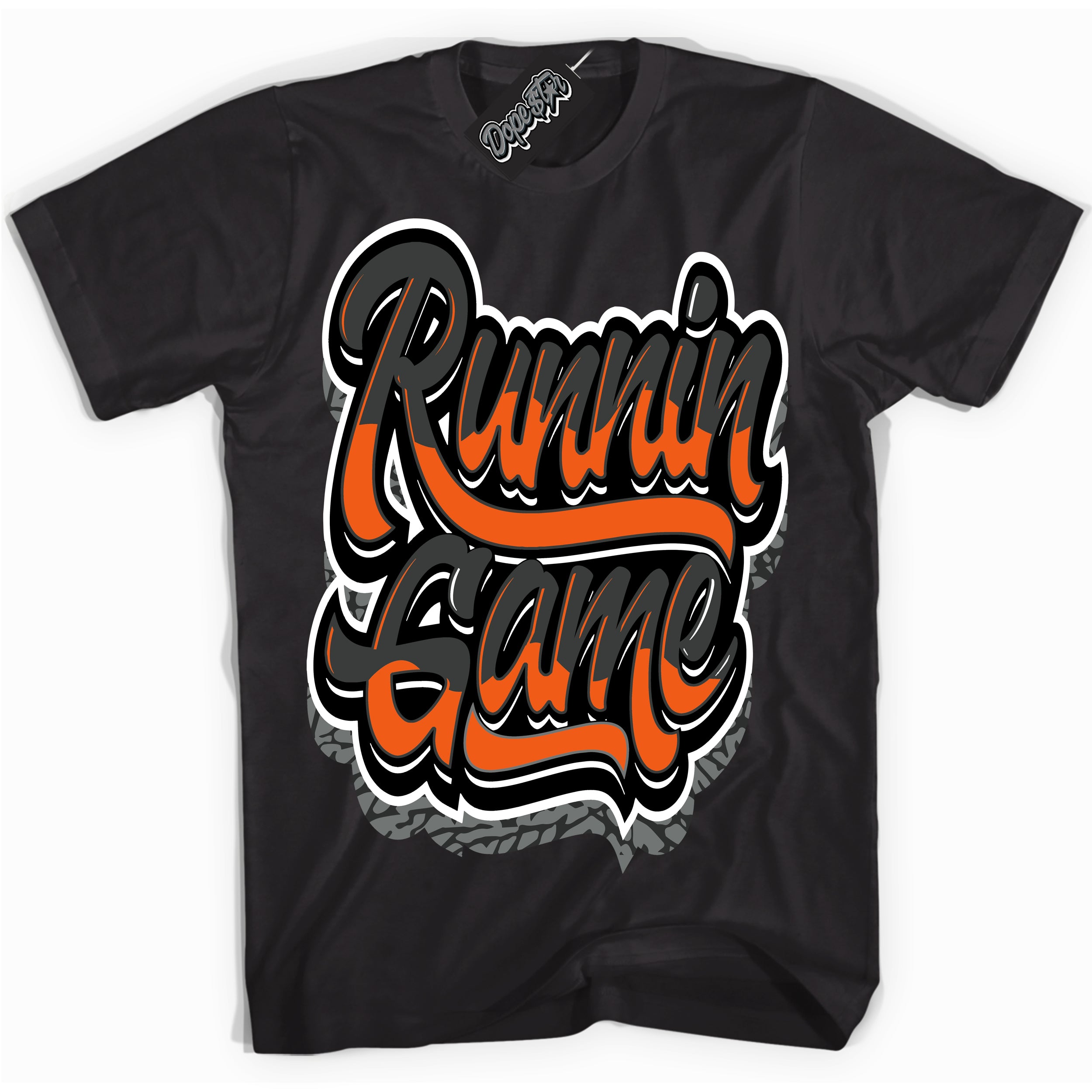 Cool Black graphic tee with “ Running Game ” design, that perfectly matches Fear Pack 3s sneakers