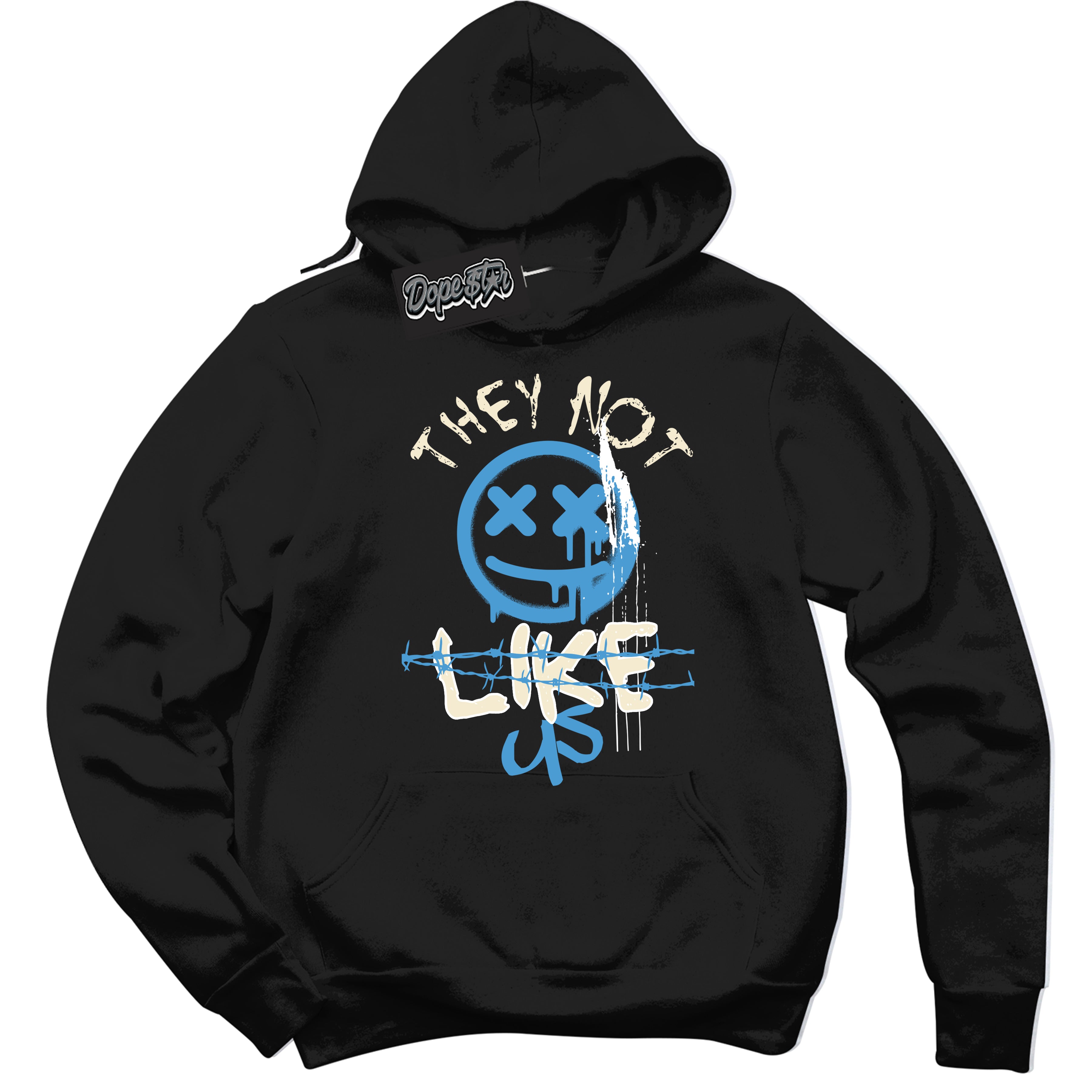 Black “They Not Like Us” Hoodie by Dope Star Brand®, styled to match UNC Reimagined 1s sneakers