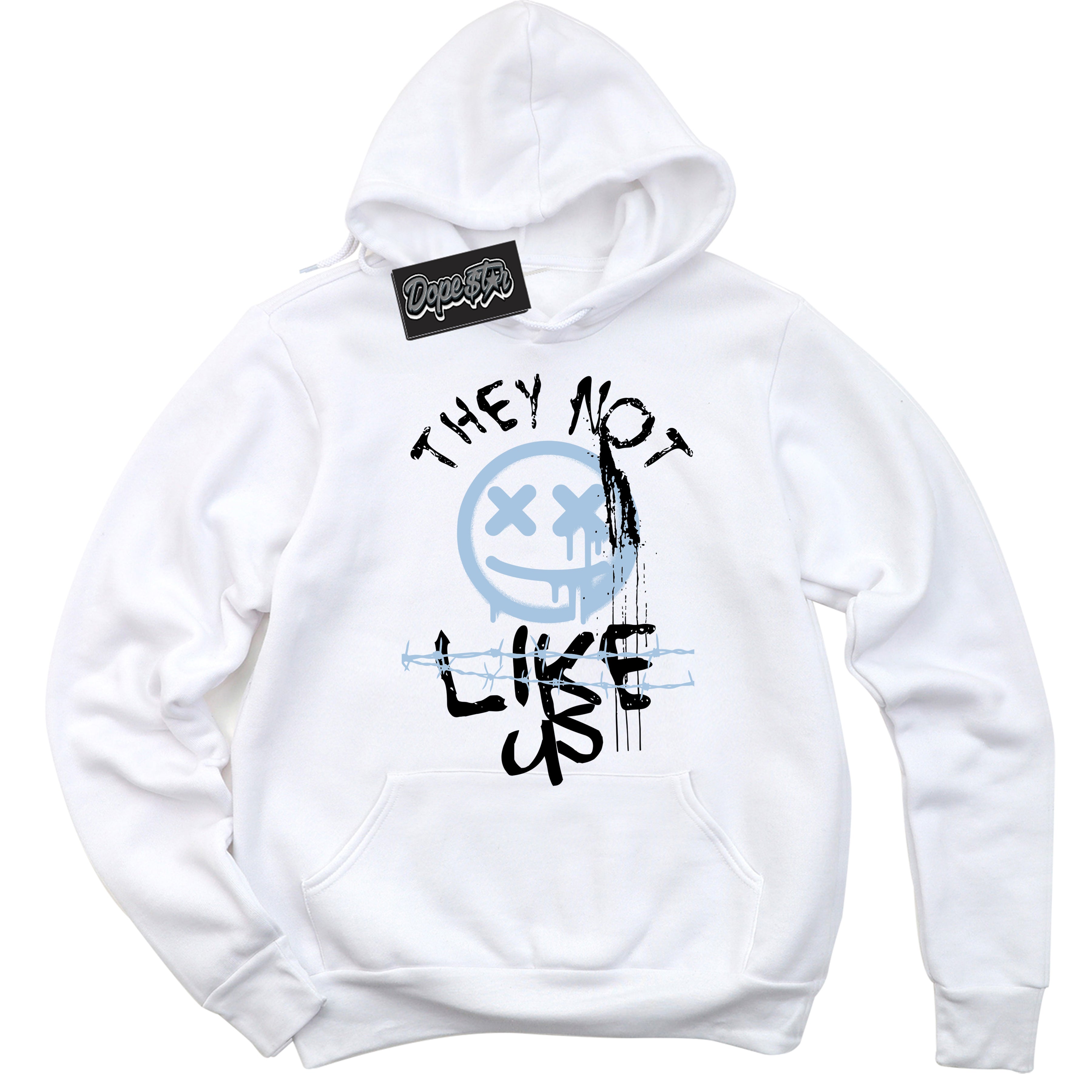 White “They Not Like Us” Hoodie by Dope Star Brand®, styled to match Reverse Panda Dunk 2.0 sneakers