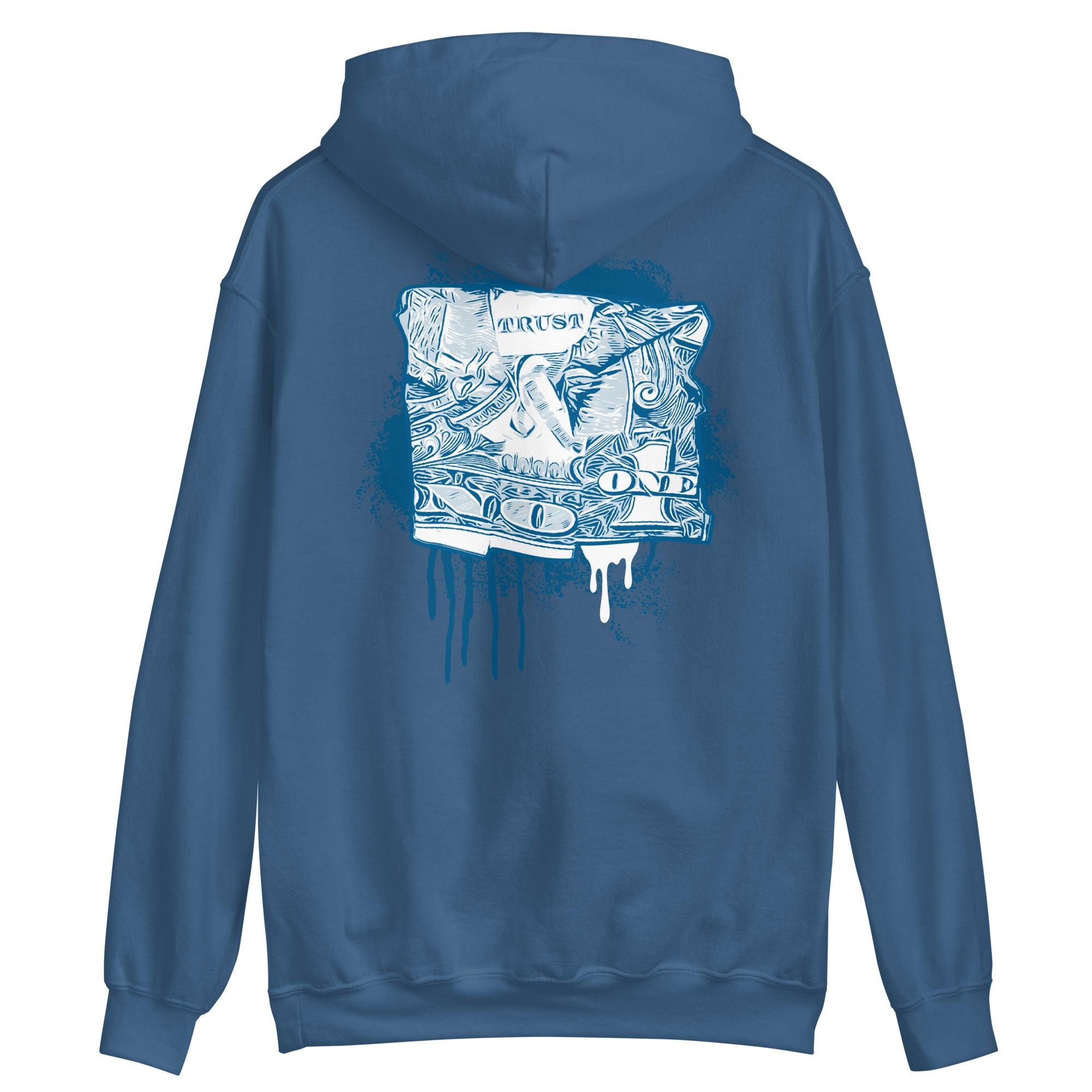 1 Low Marina Blue Hoodie Trust No One Dollar - Sneaker Shirts Outlet