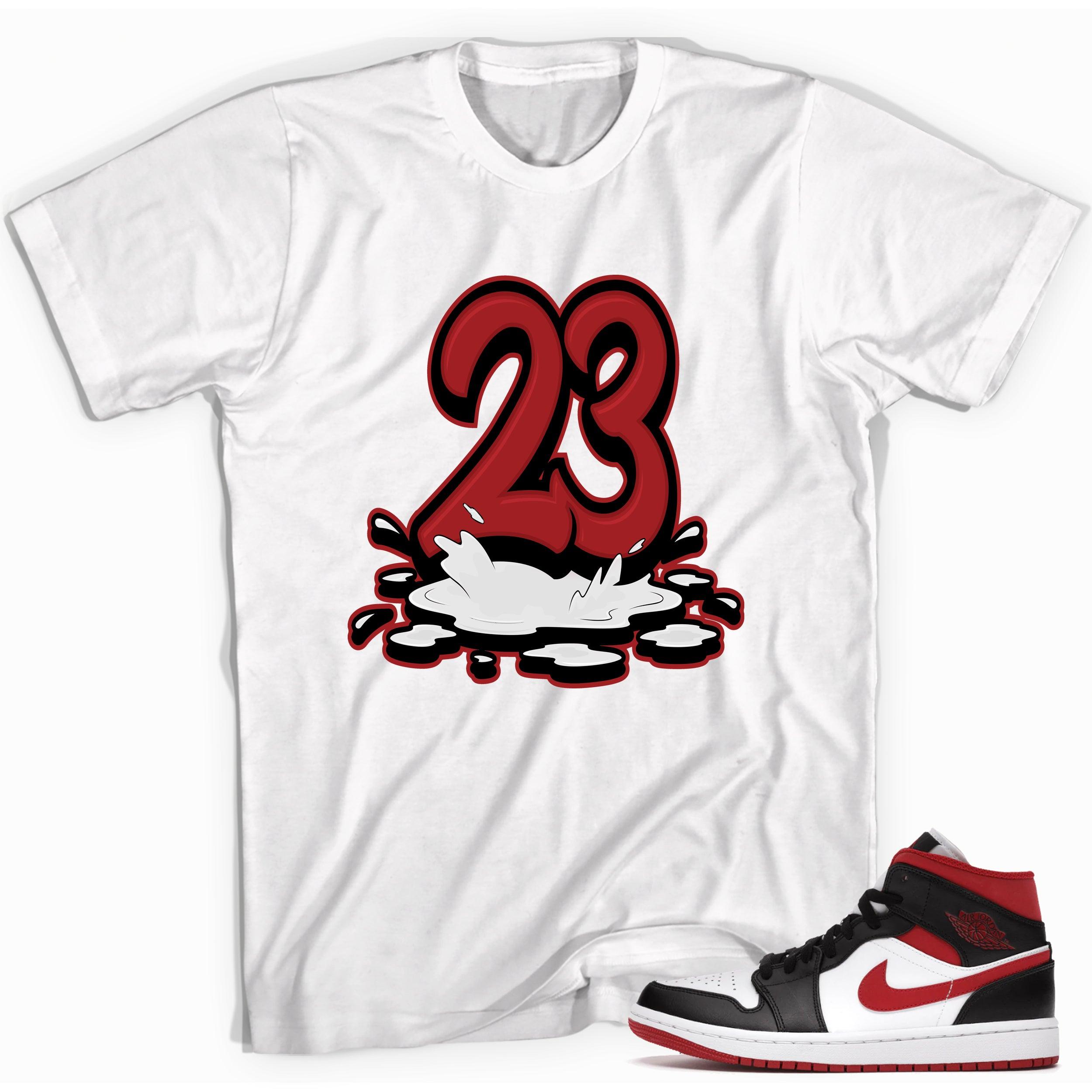 23 Melting T-Shirt AJ 1 Mid Gym Red Black White photo