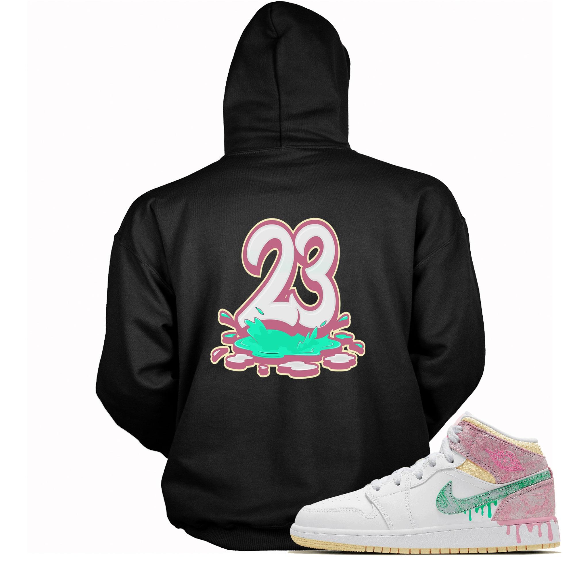 Number 23 Melting Hoodie AJ 1 Mid Paint Drip GS photo