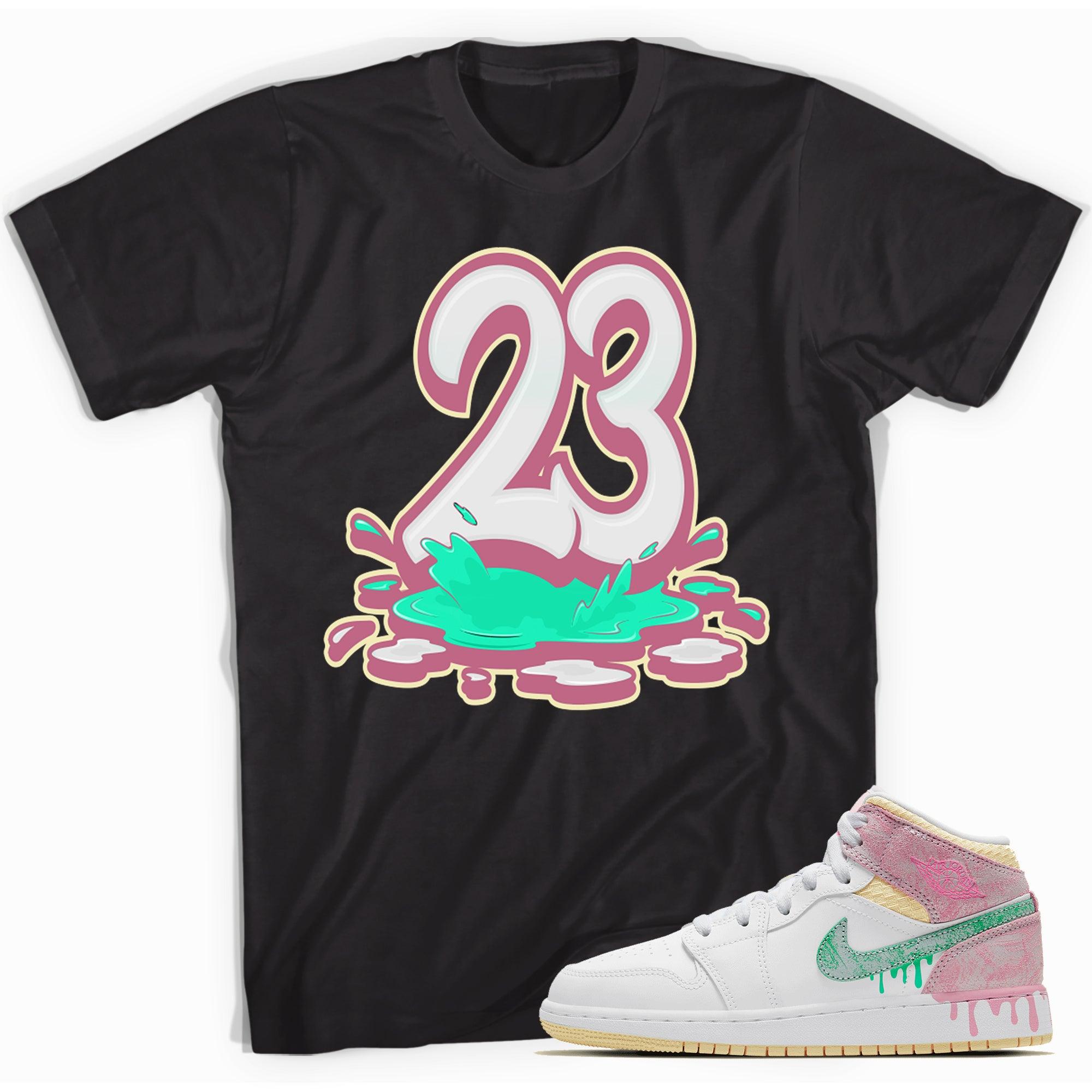 23 Melting Shirt AJ 1 Mid Paint Drip GS photo