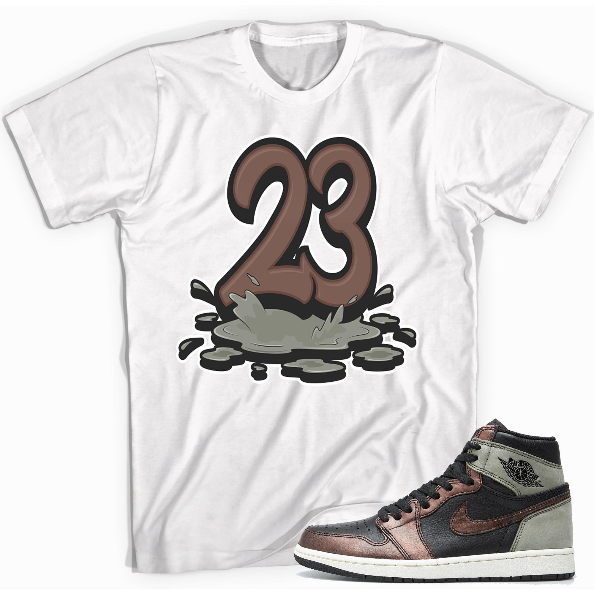 White Number 23 Melting Shirt Air Jordan 1 Patina photo