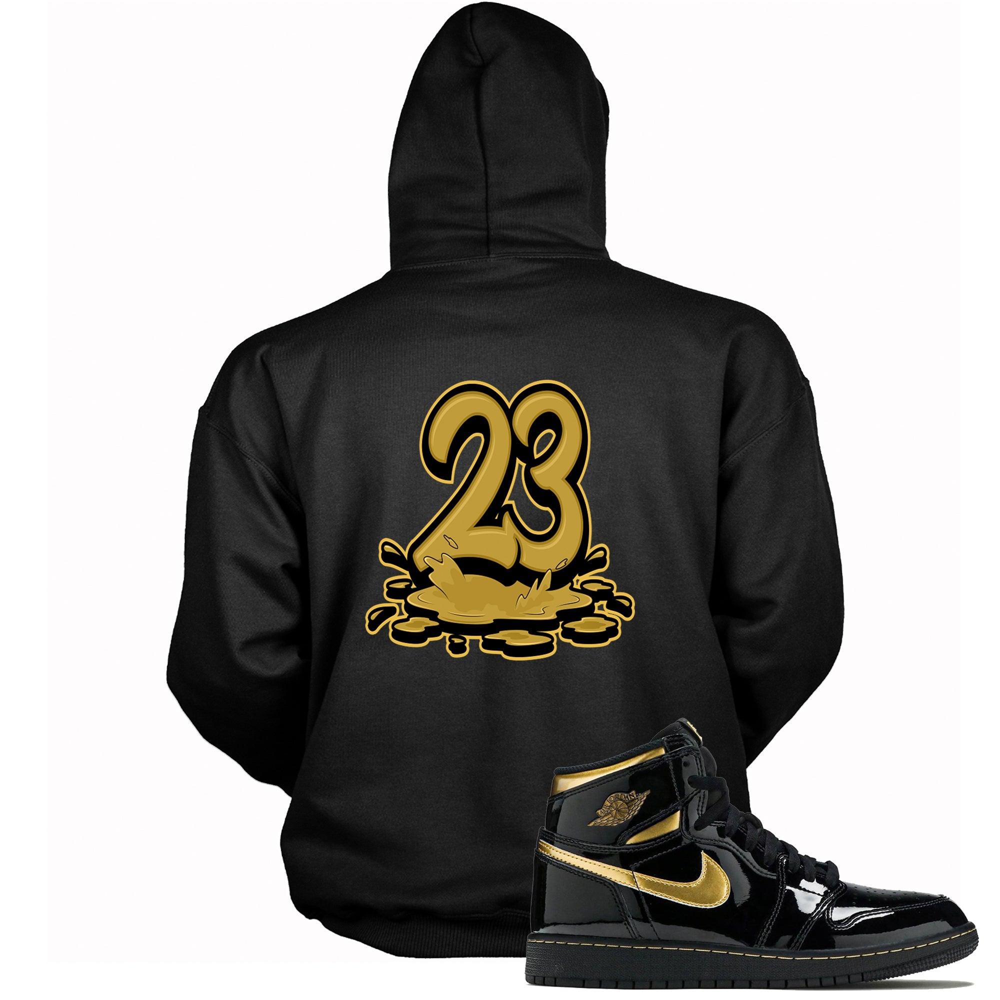 23 Melting Hoodie AJ 1 Retro High OG Black Metallic Gold photo