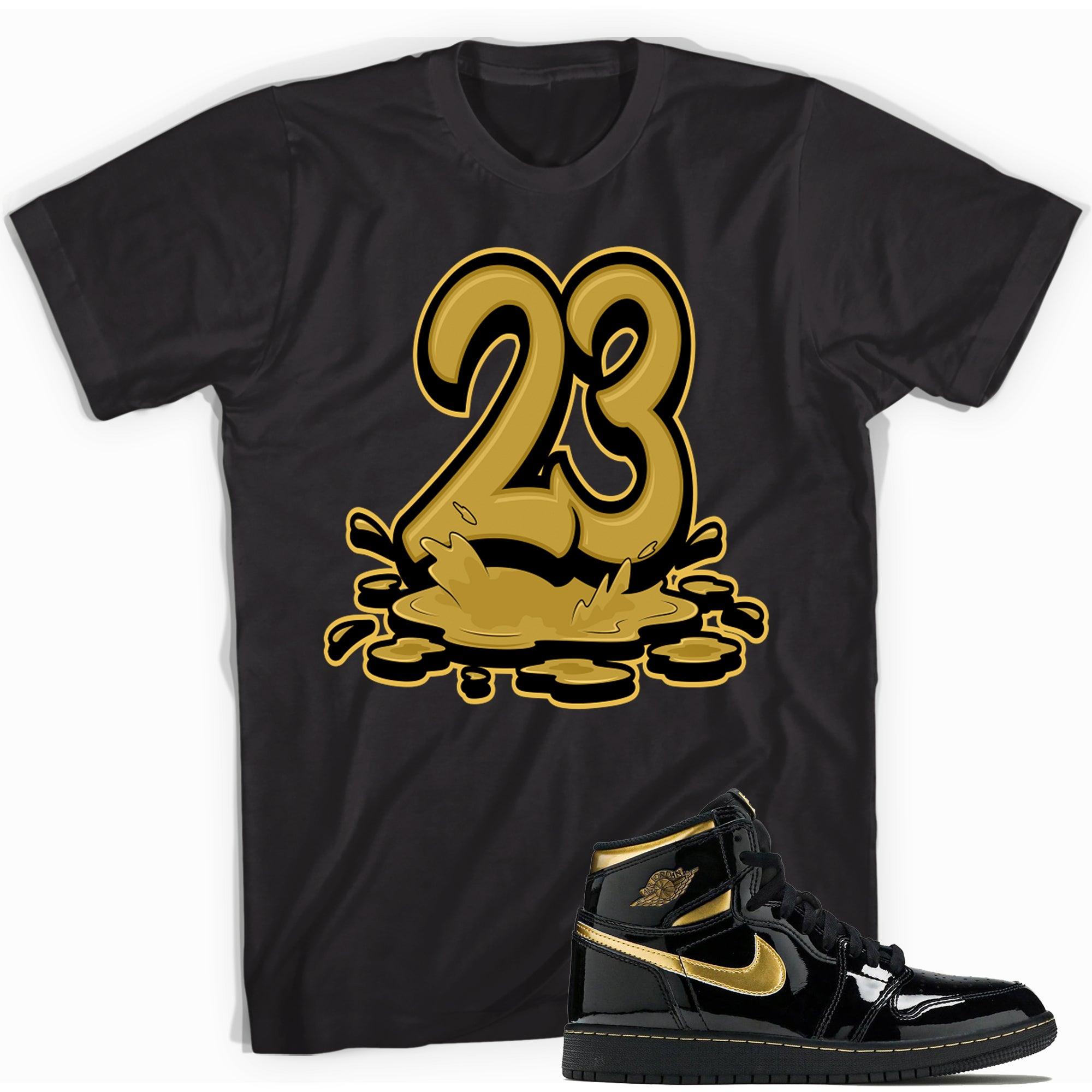 23 Melting Shirt AJ 1 Retro High OG Black Metallic Gold photo