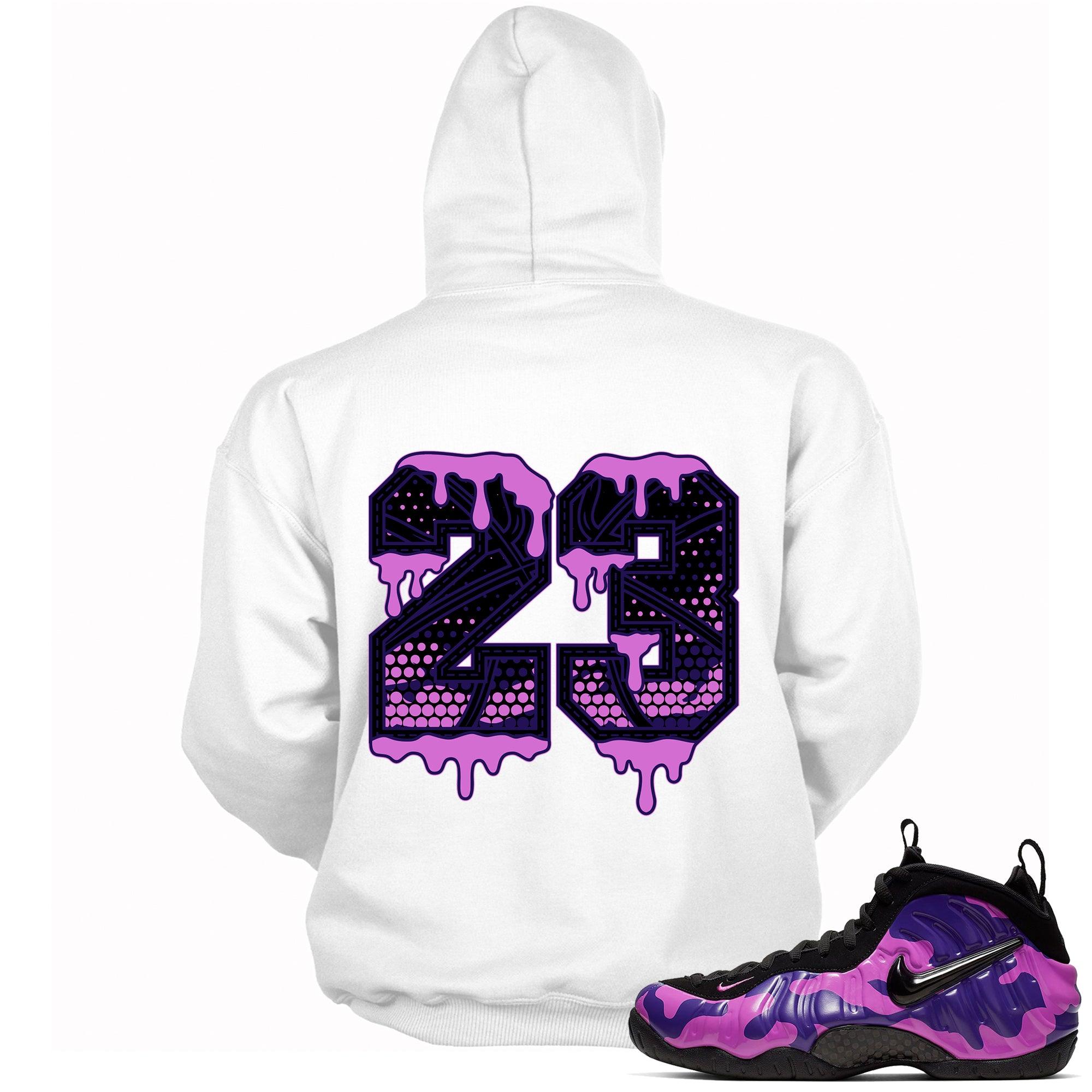 Number 23 Ball Hoodie Air Foamposite One Purple Camo photo