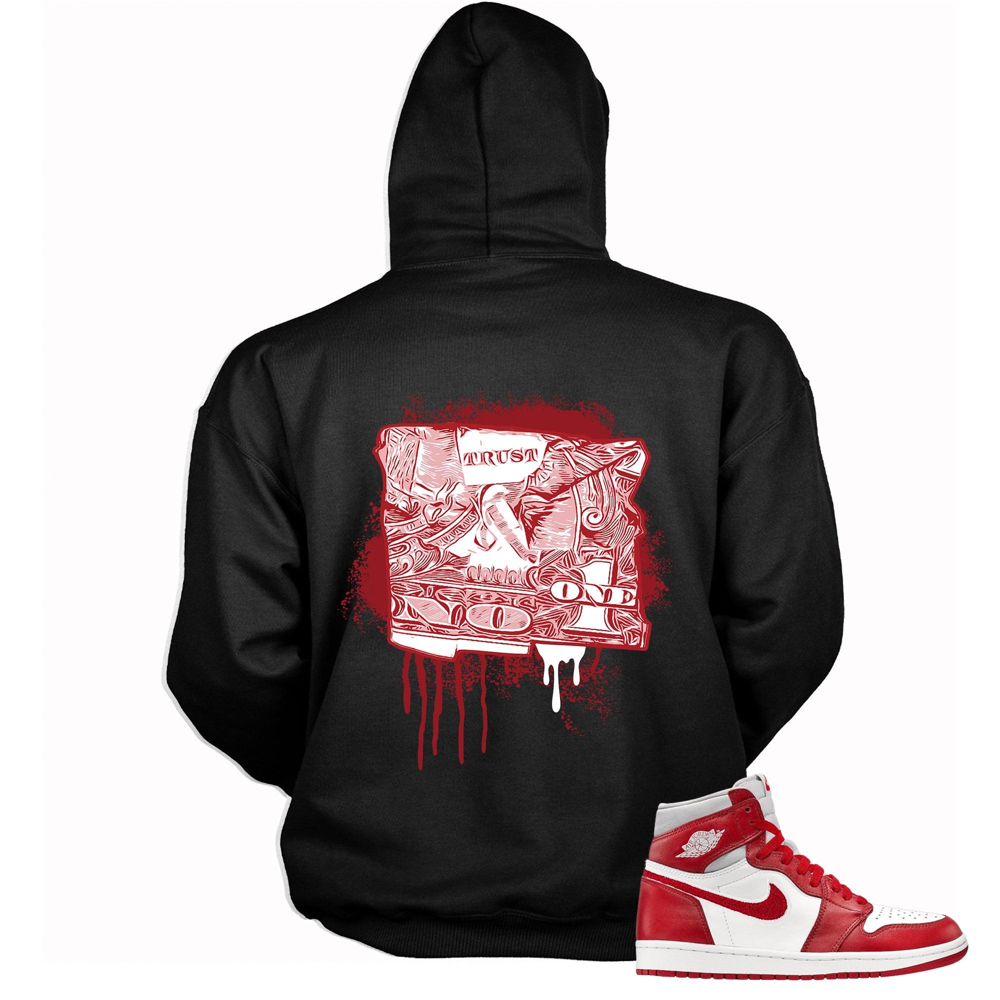 Black Trust No One Dollar Hoodie Jordan 1s High OG Newstalgia Chenille photo