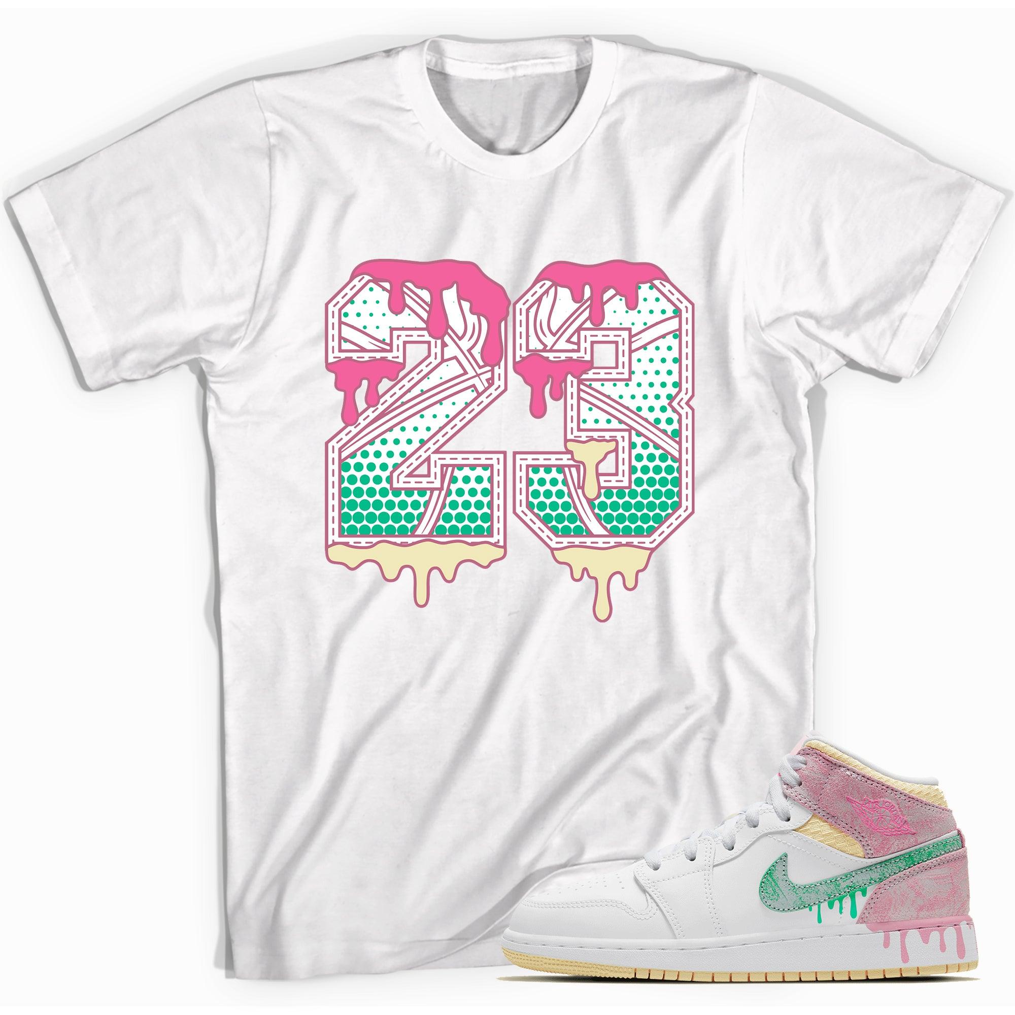 Number 23 Ball Shirt AJ 1 Mid Paint Drip GS photo