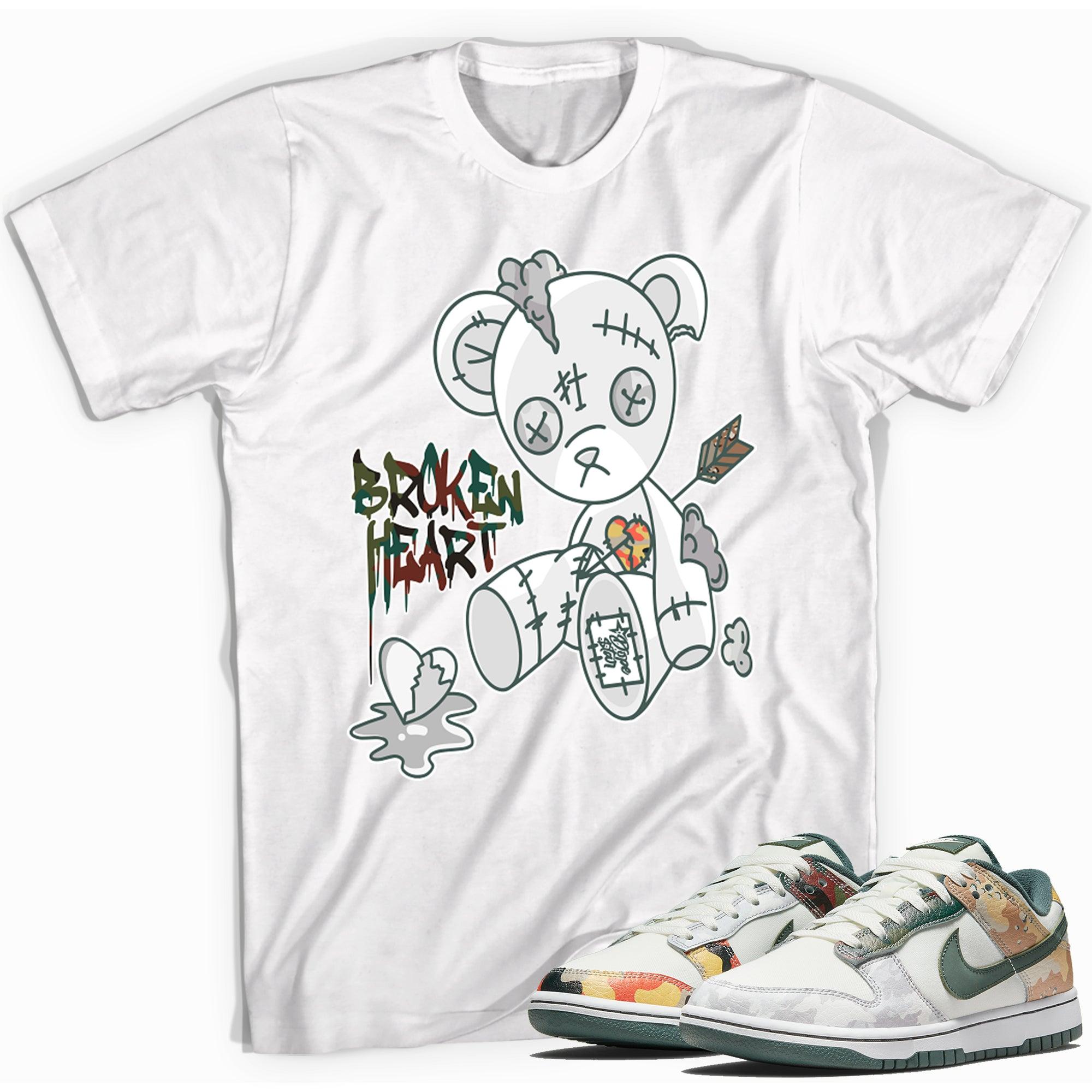 Broken Heart Bear Shirt Nike Dunk Low Sail Multi Camo photo