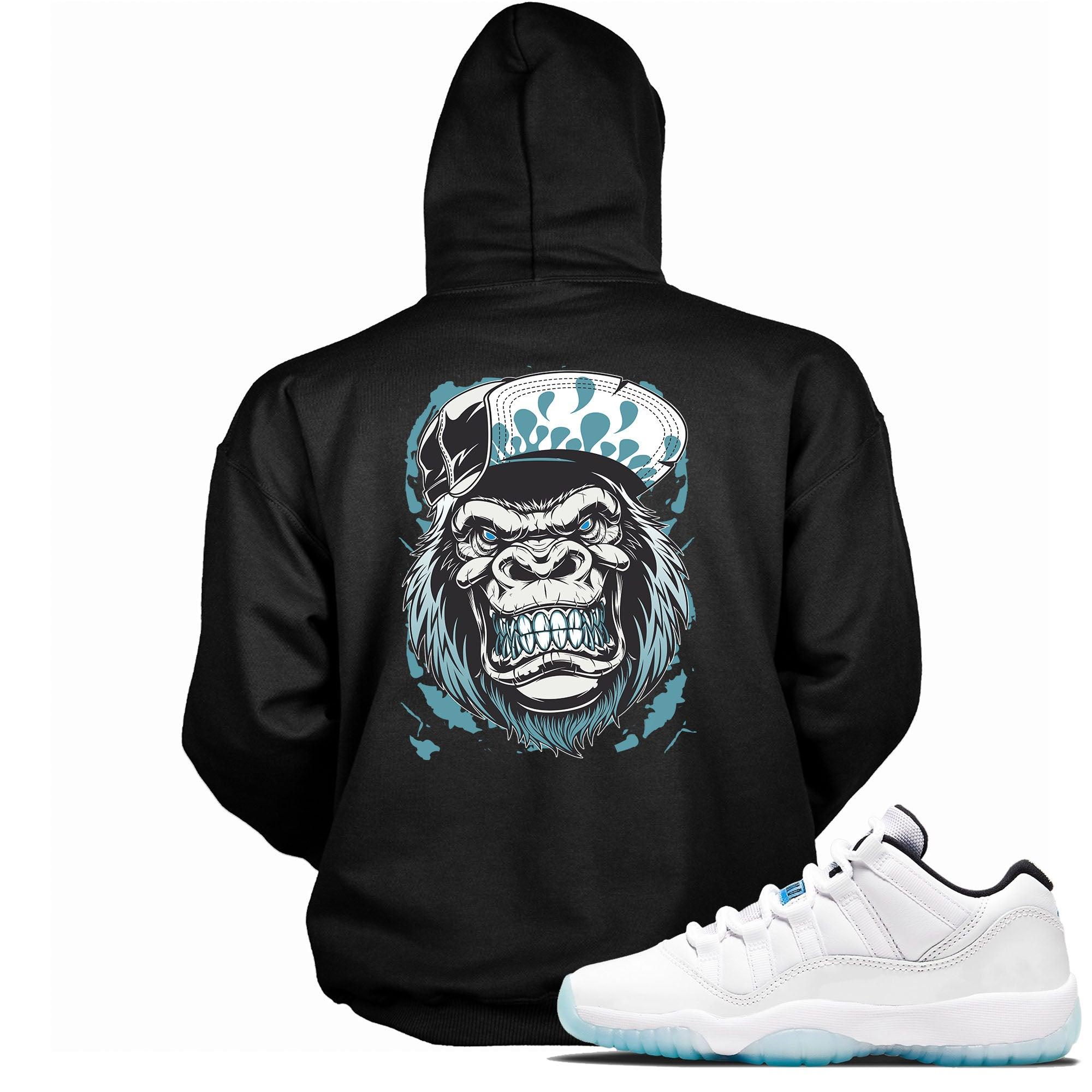 Black Gorilla Beast Hoodie AJ 11s Retro Low Legend Blue photo