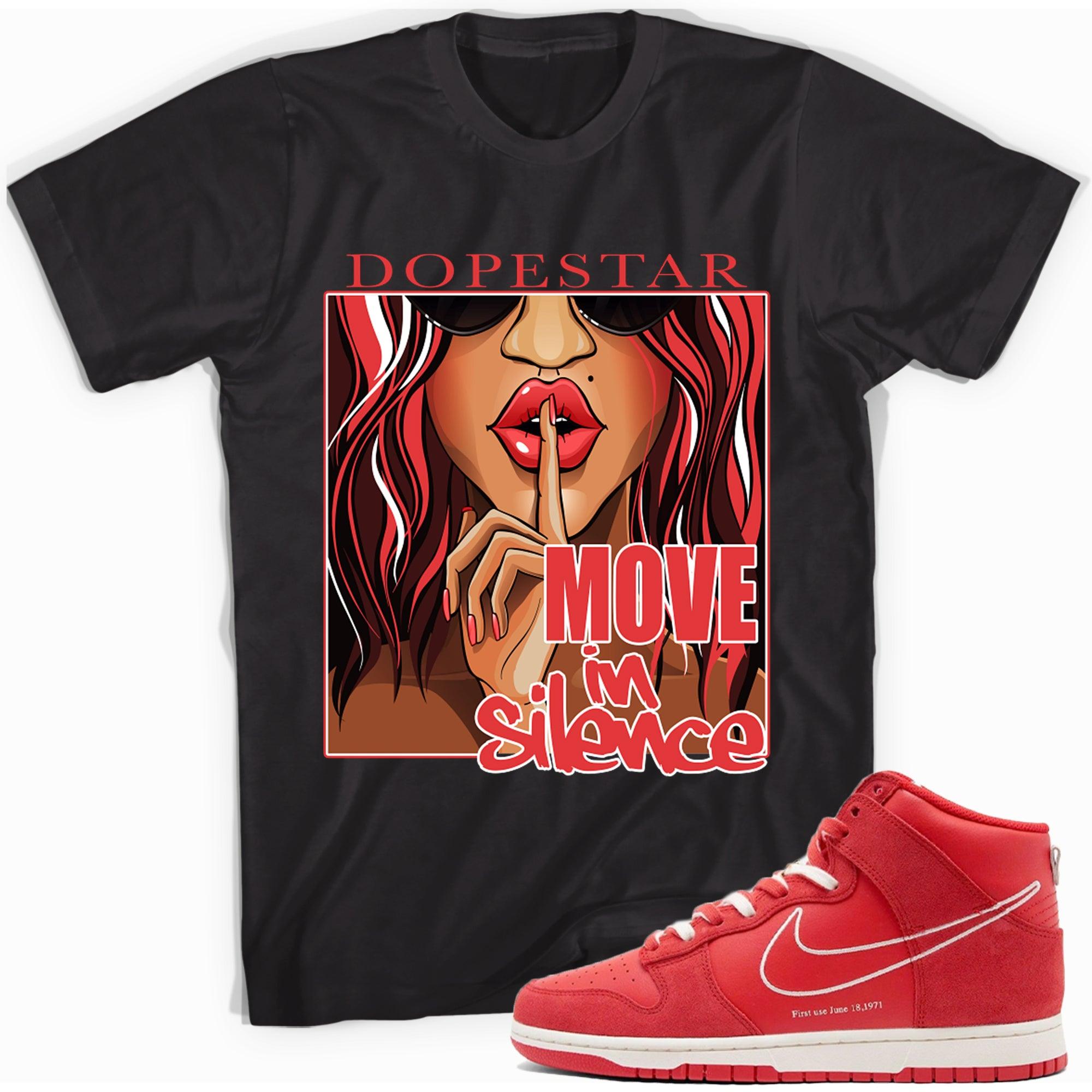 Move In Silence Sneaker Tee Nike Dunk High First Use Red photo