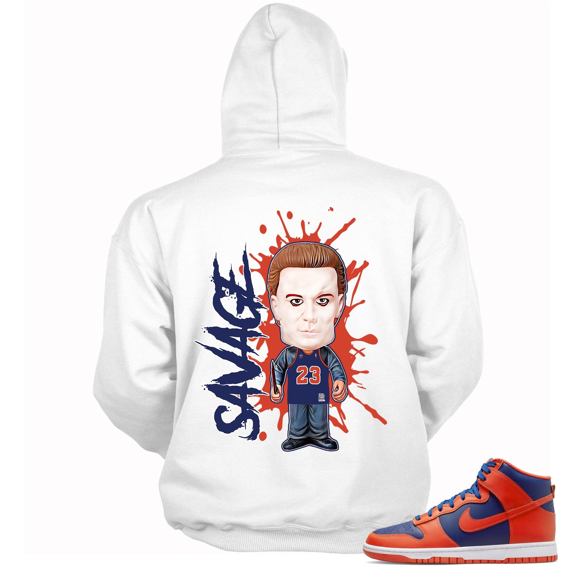White Savage Hoodie Nike Dunks High Knicks photo
