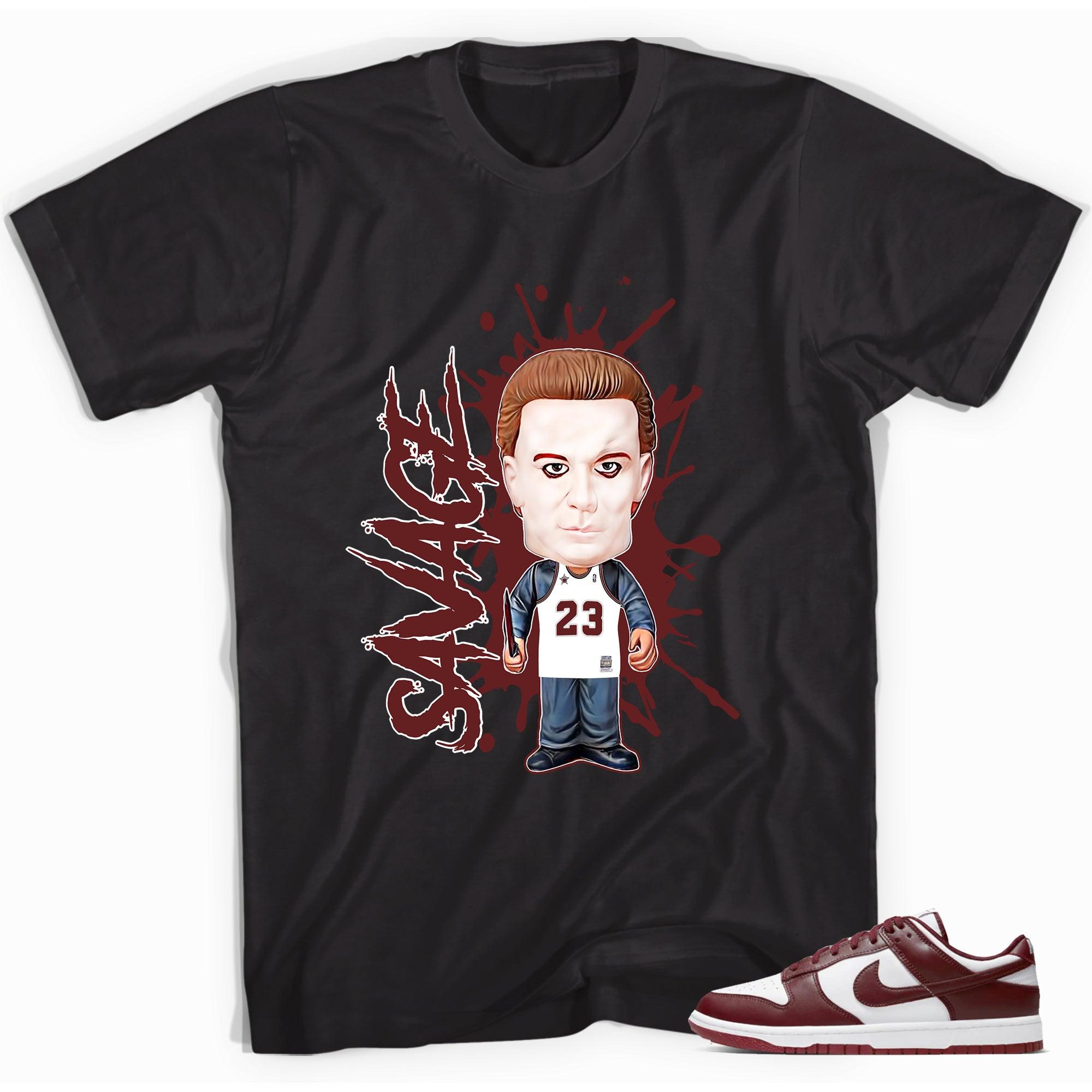 Black Savage Shirt Nike Dunk Low Team Red photo