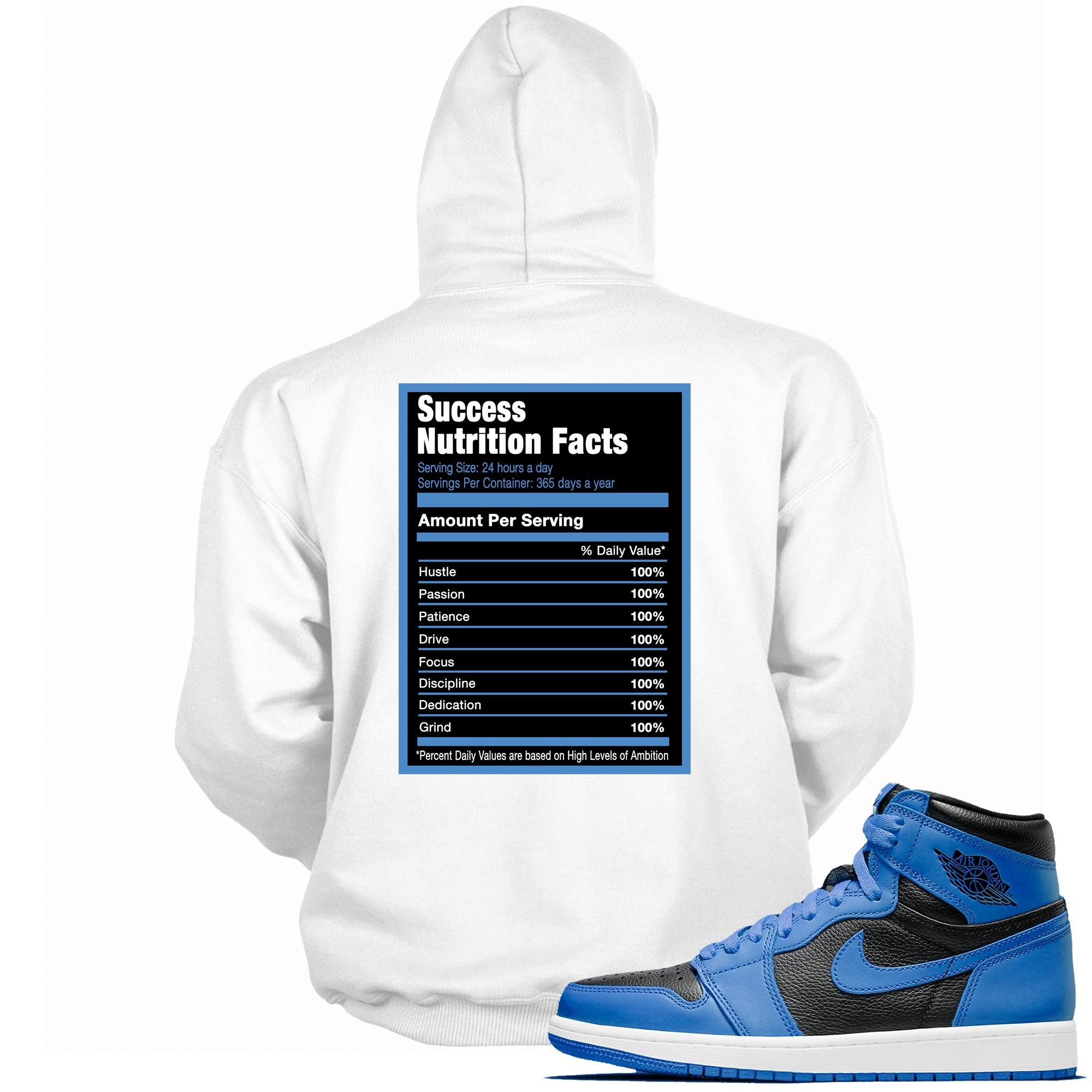 Success Nutrition Facts Hooded Sneaker Sweatshirt AJ 1 Dark Marina Blue photo