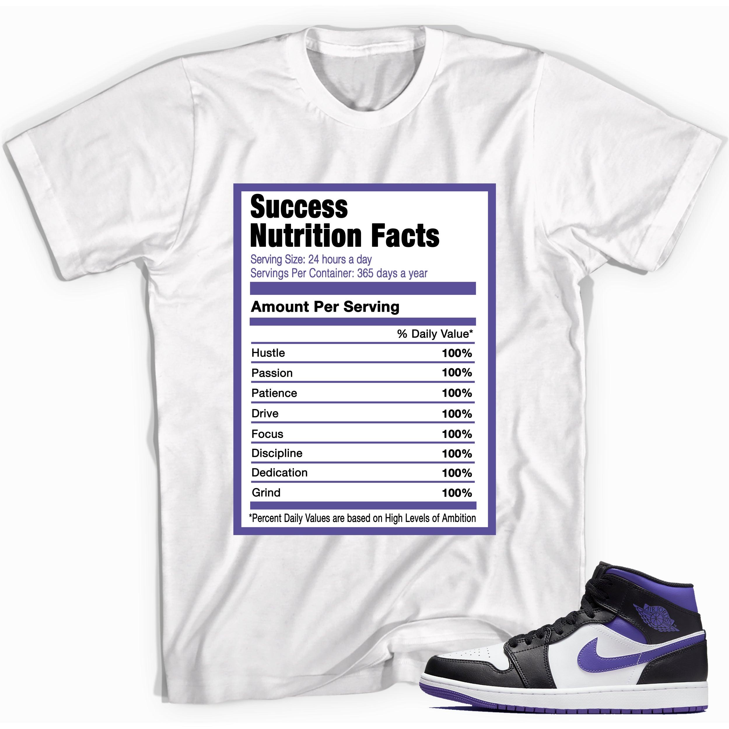 Success Nutrition Sneaker Tee AJ 1 Mid White Black Purple photo