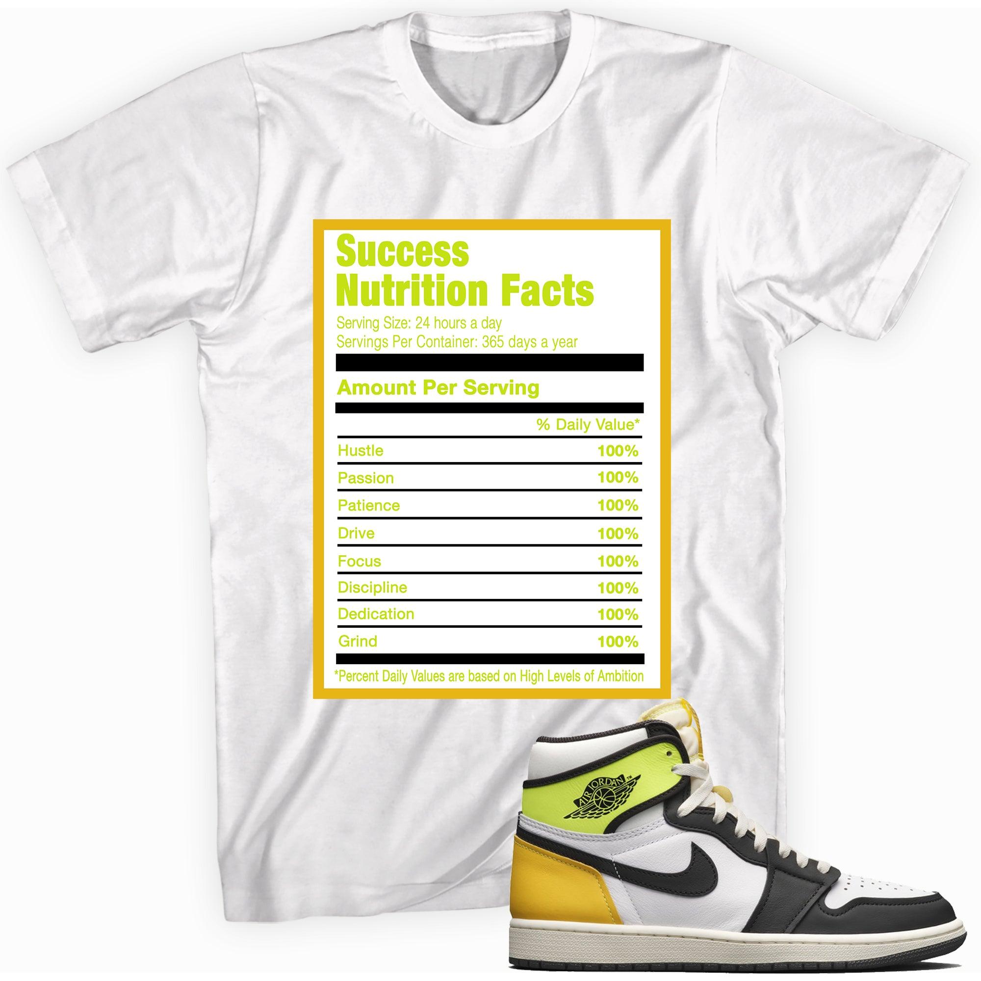 Success Nutrition Sneaker Tee AJ 1 Retro High White Black Volt University Gold photo