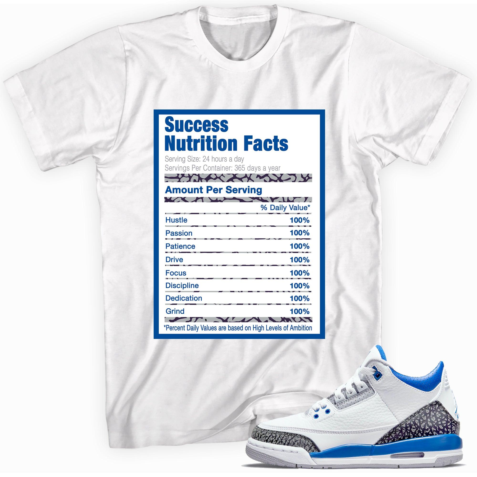 Success Nutrition Facts Sneaker Tee AJ 3 Retro Racer Blue photo