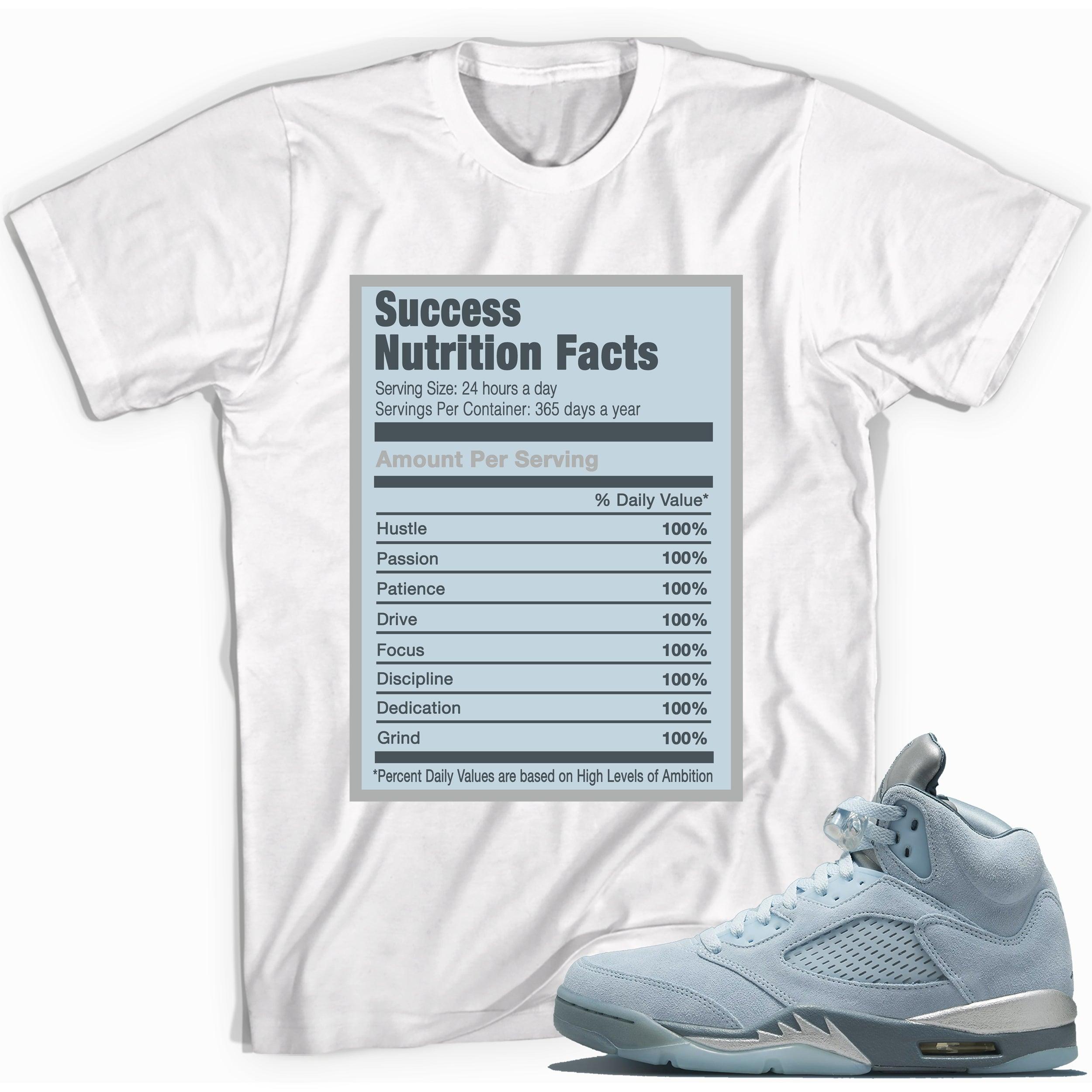 Success Nutrition Facts Sneaker Tee AJ 5 Blue Bird photo