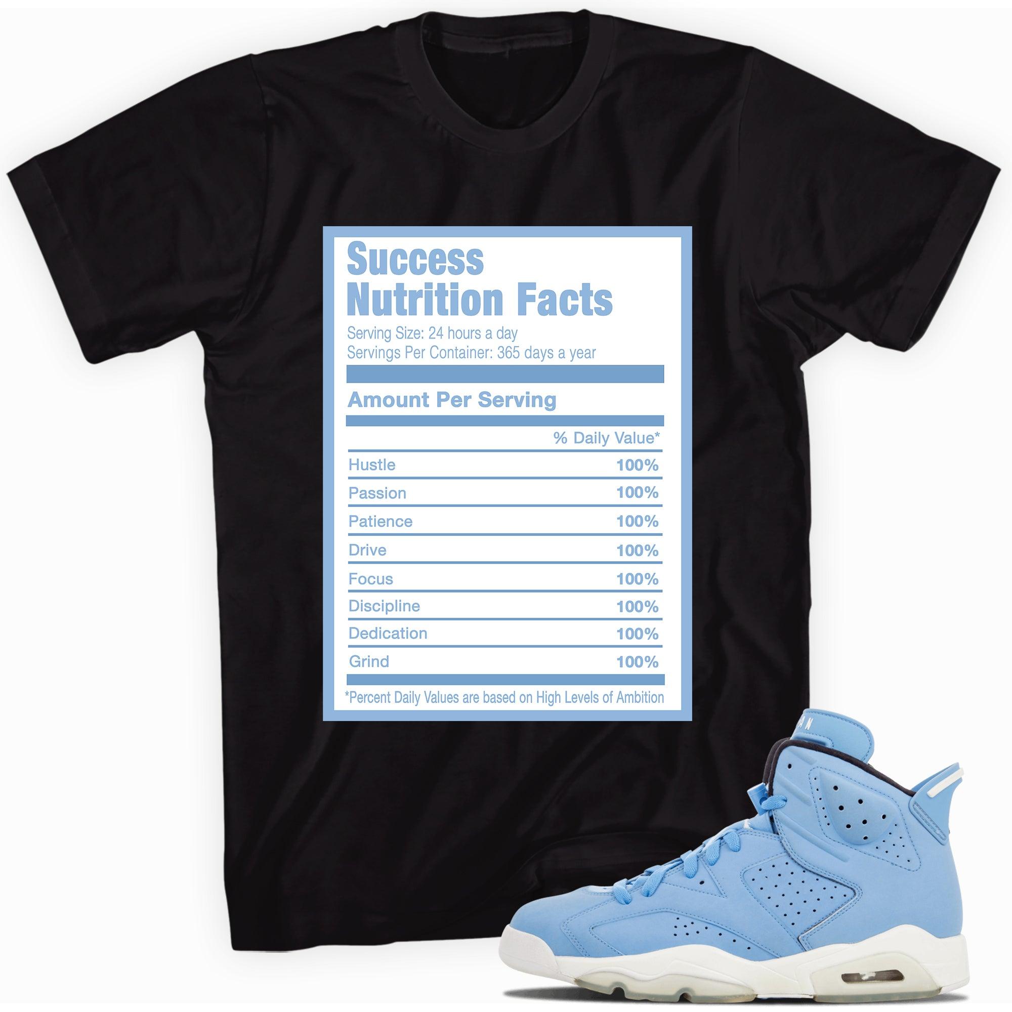Success Nutrition Facts Sneaker Tee AJ 6 Retro GG Still Blue photo