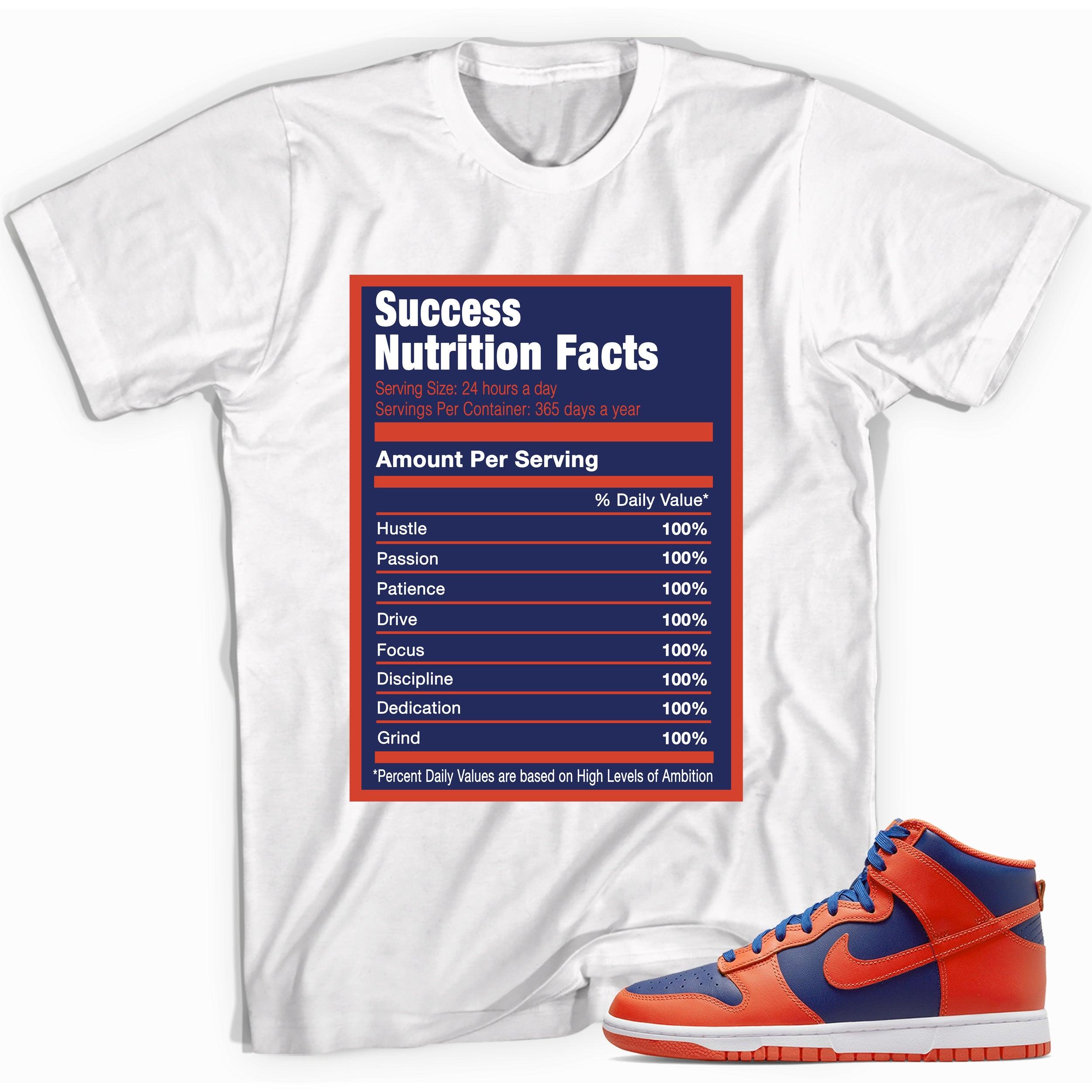 Success Nutrition Facts Sneaker Tee Nike Dunk High Knicks photo