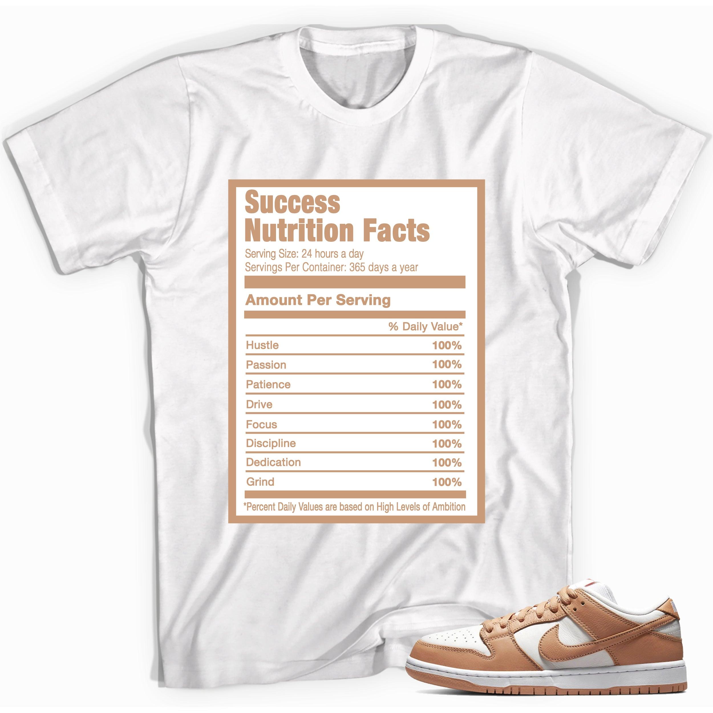 Success Nutrition Facts Sneaker Tee Nike Dunk Low Light Cognac photo