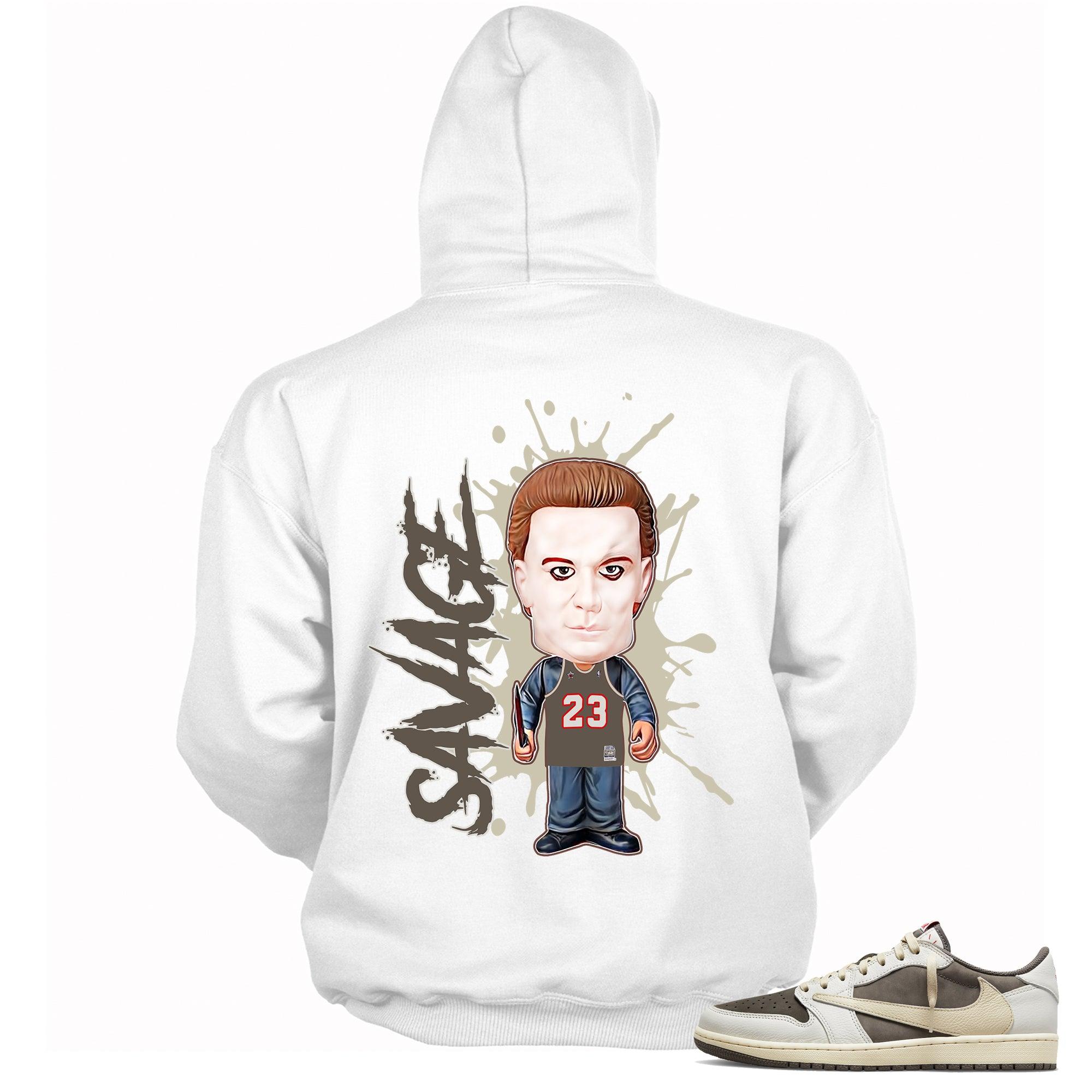 White Savage Hoodie Jordan 1s Travis Scott Low Reverse Mocha photo