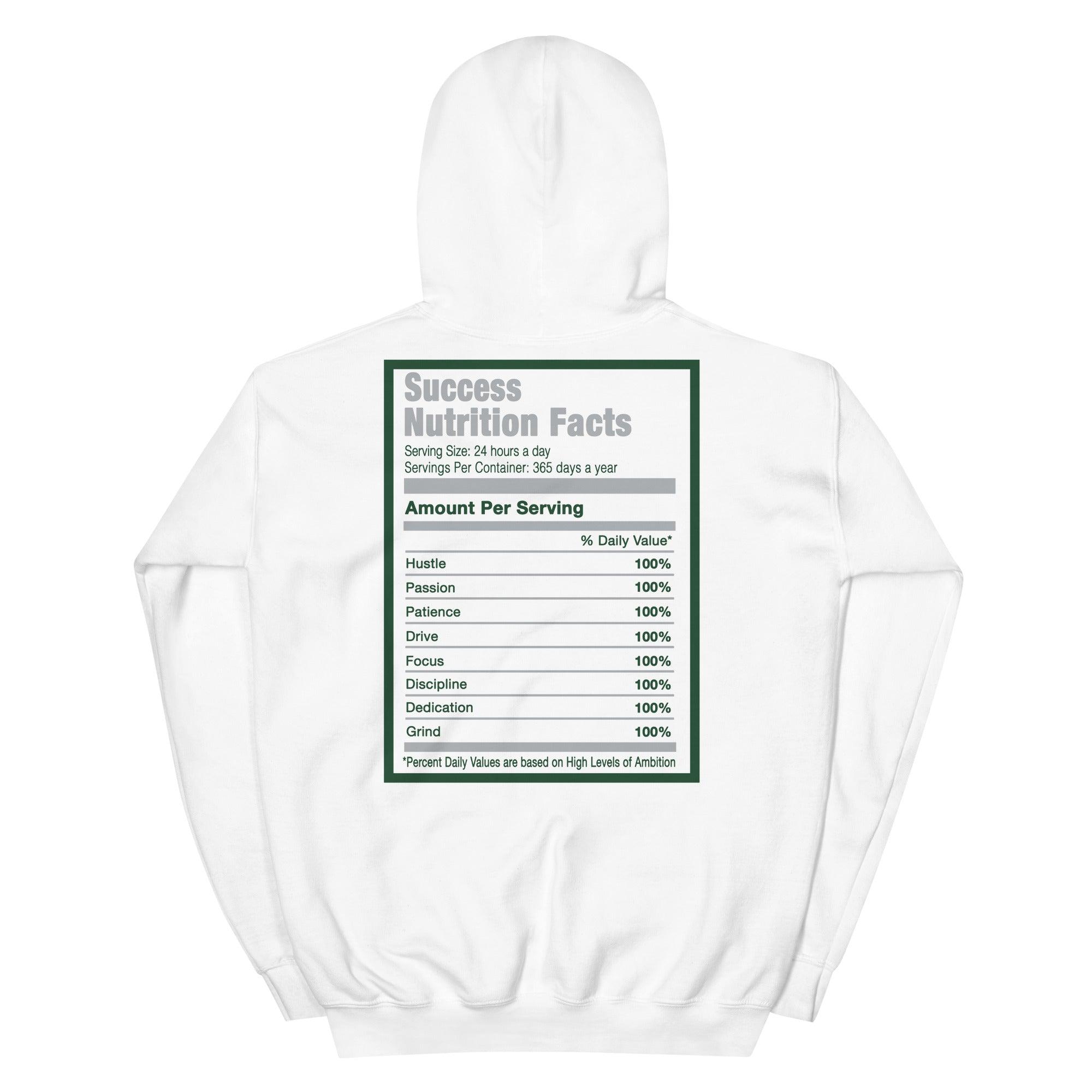 White Success Nutrition Facts Hoodie AJ 1 Retro High OG Gorge Green photo