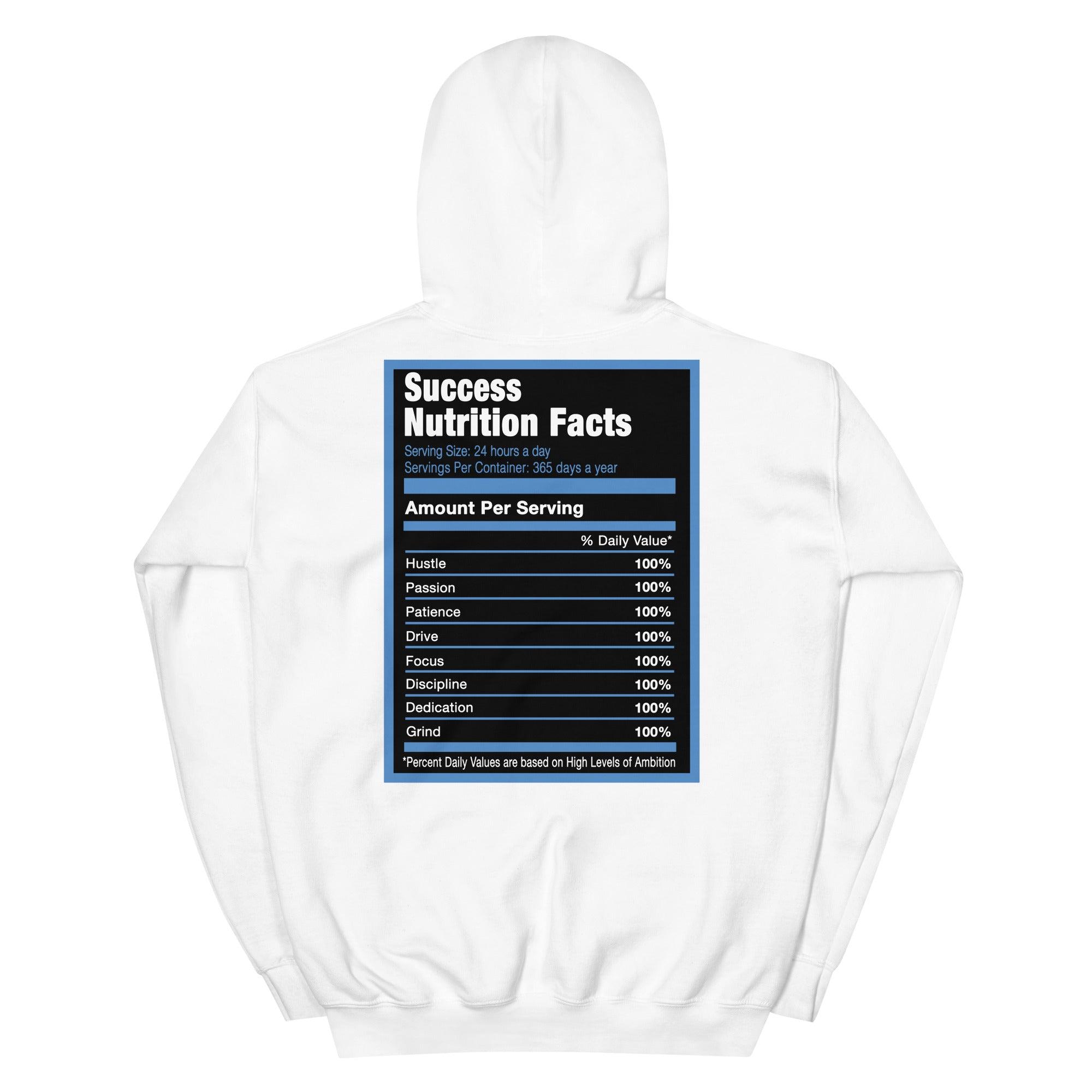 white Success Nutrition Facts Hoodie AJ 1 Dark Marina Blue photo