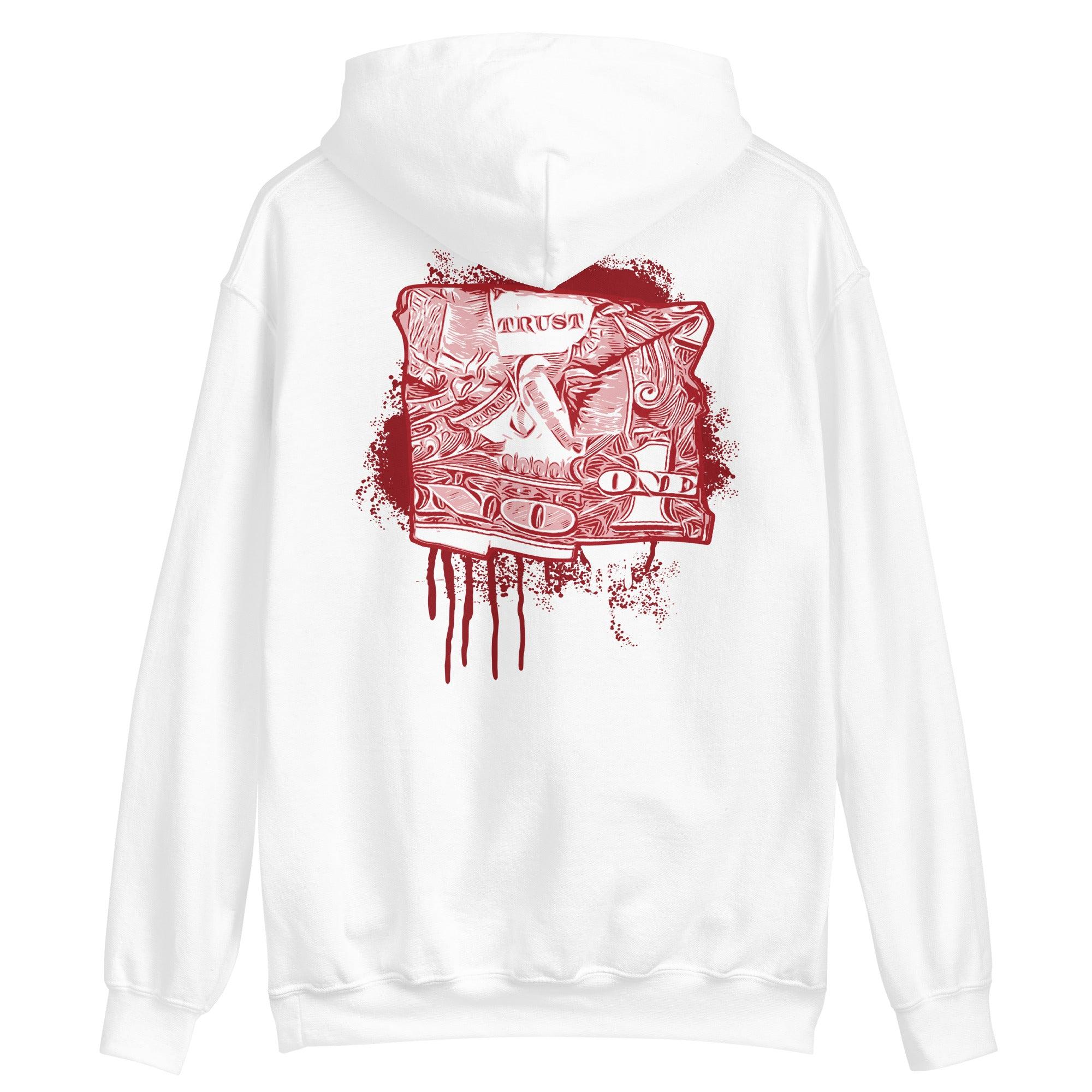 White Trust No One Dollar Hoodie Jordan 1s High OG Newstalgia Chenille photo