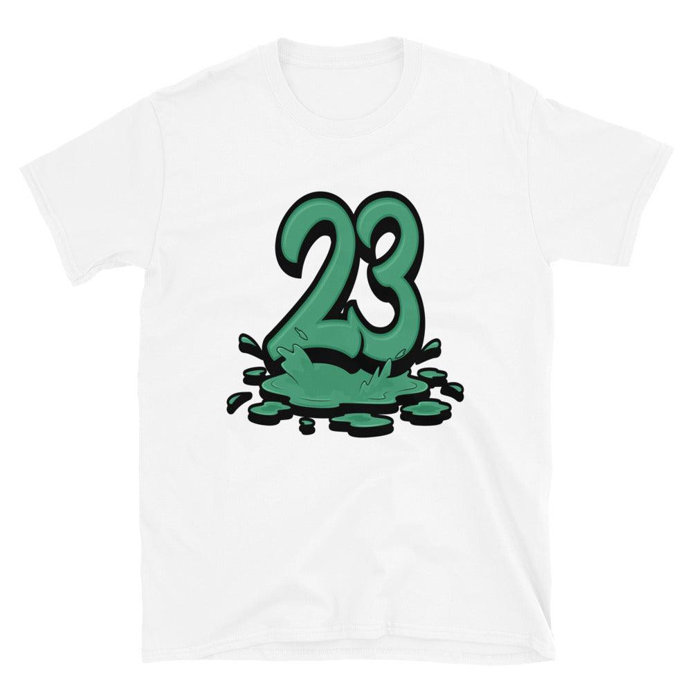 White 23 Melting Shirt AJ 13 Lucky Green photo