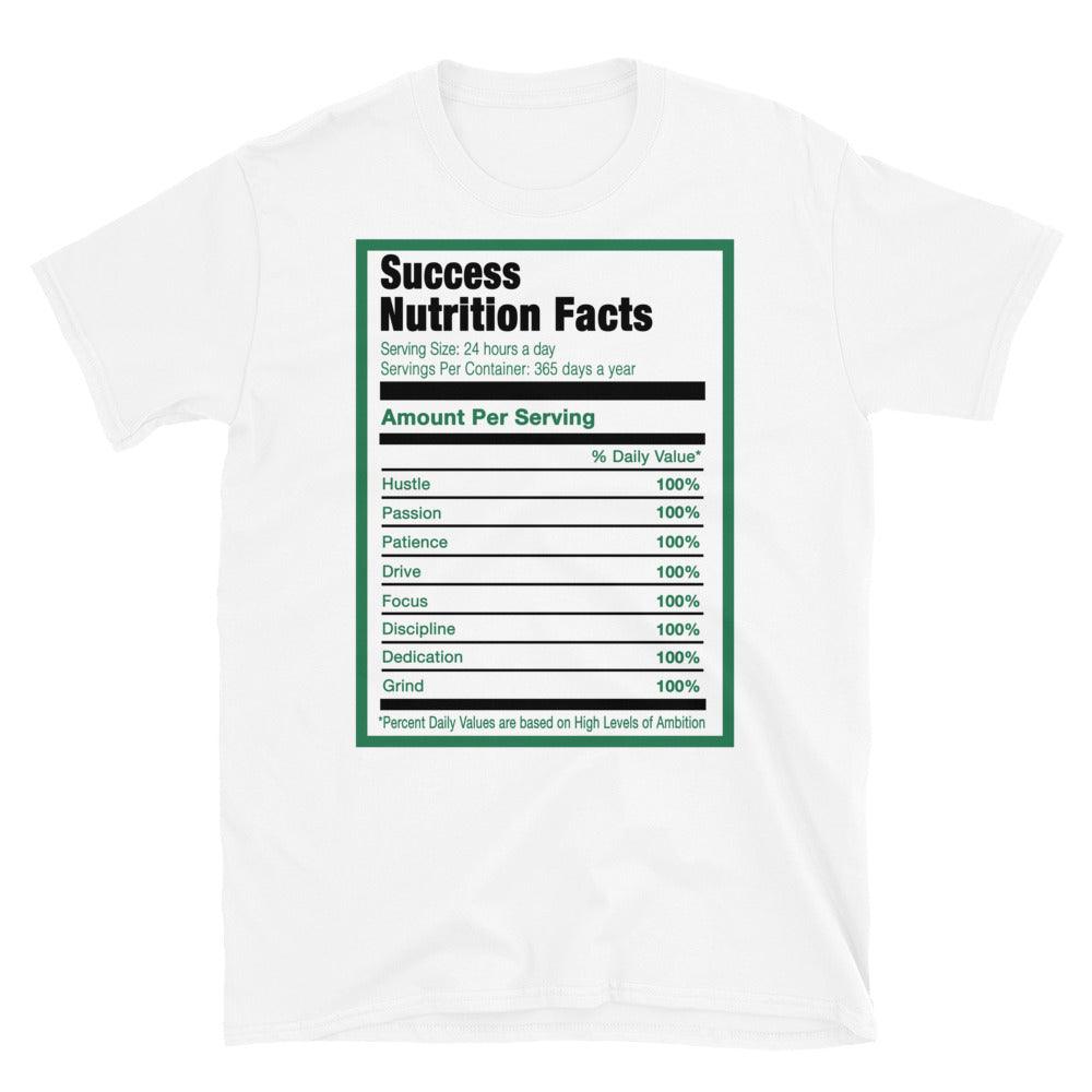 White Success Nutrition Facts Shirt AJ 13 Lucky Green photo