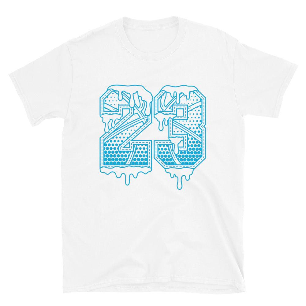 White 23 Ball Shirt Nike Dunk High Retro Laser Blue photo