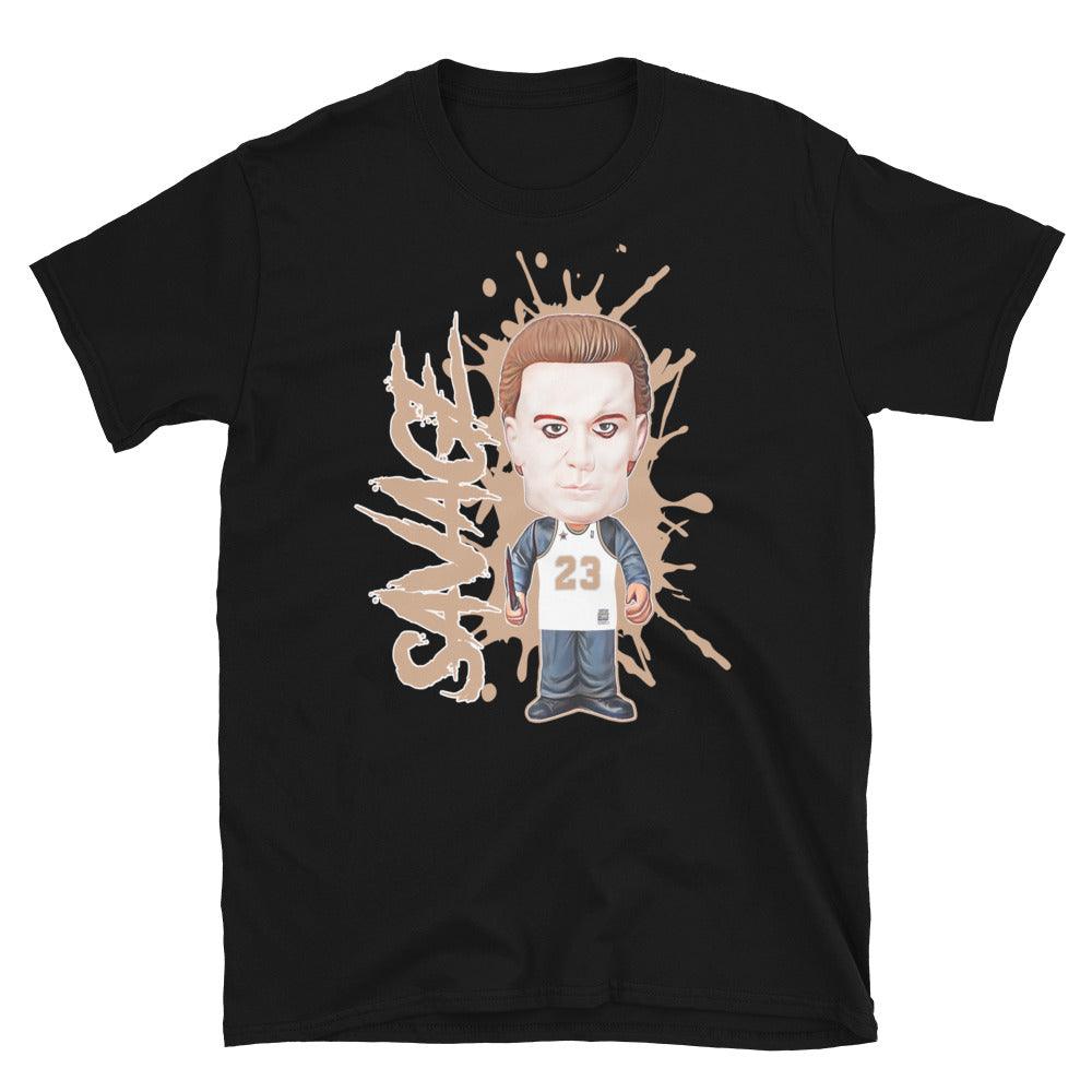 Black Savage Shirt Nike Dunk Low Light Cognac photo