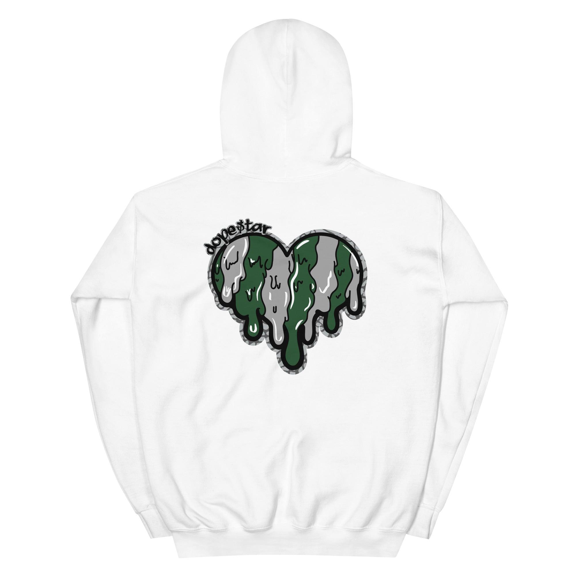 White Melting Heart Hoodie Jordan 3s Pine Green photo