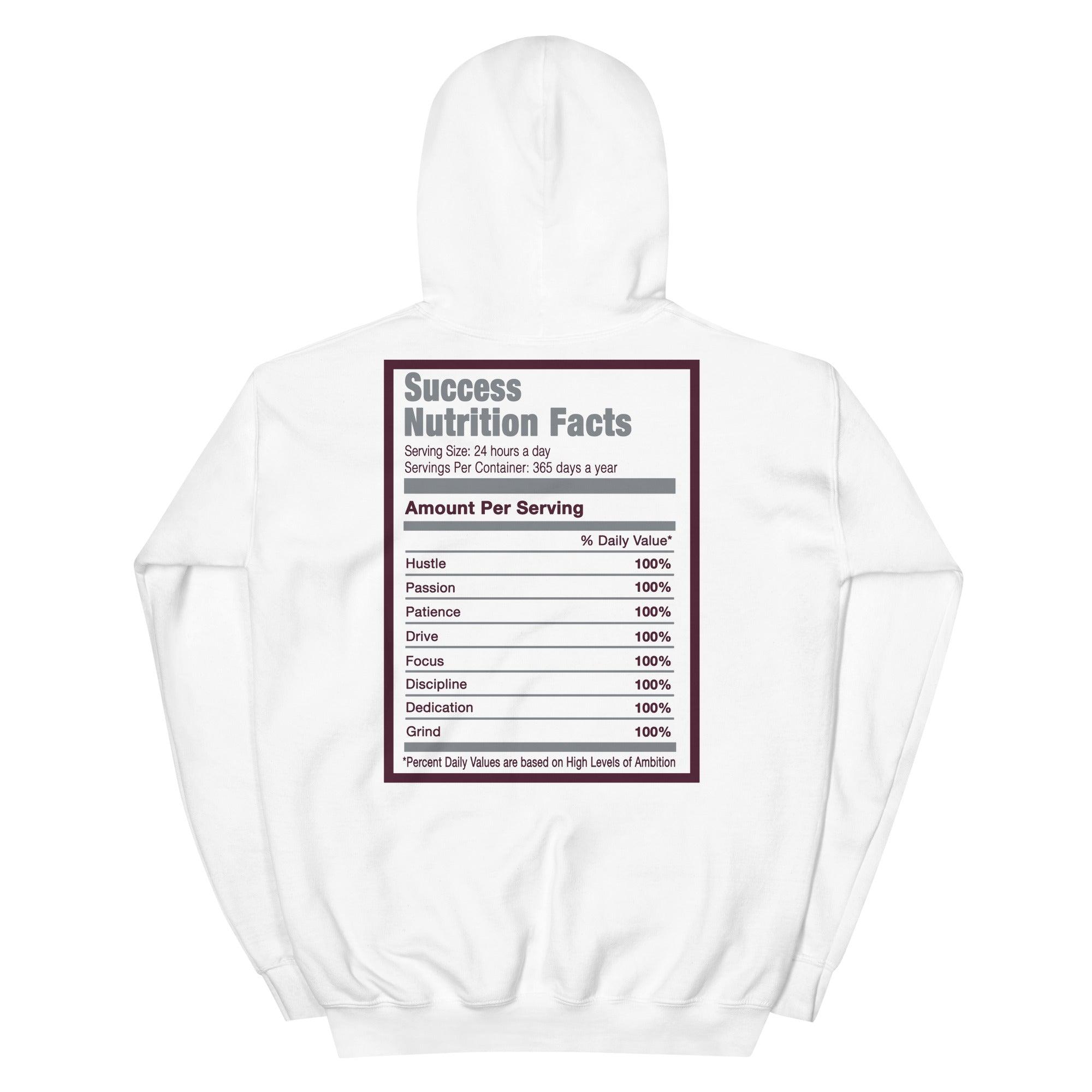 White Success Nutrition Facts Hoodie AJ 1 Bordeaux photo