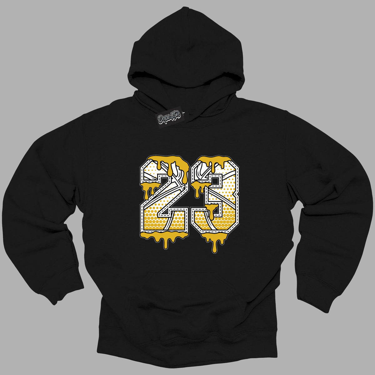 Cool Black Hoodie with “ 23 Ball ”  design that Perfectly Matches Yellow Ochre 6s Sneakers.