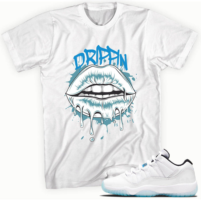 11s Low Legend Blue Shirt Drippin Lips