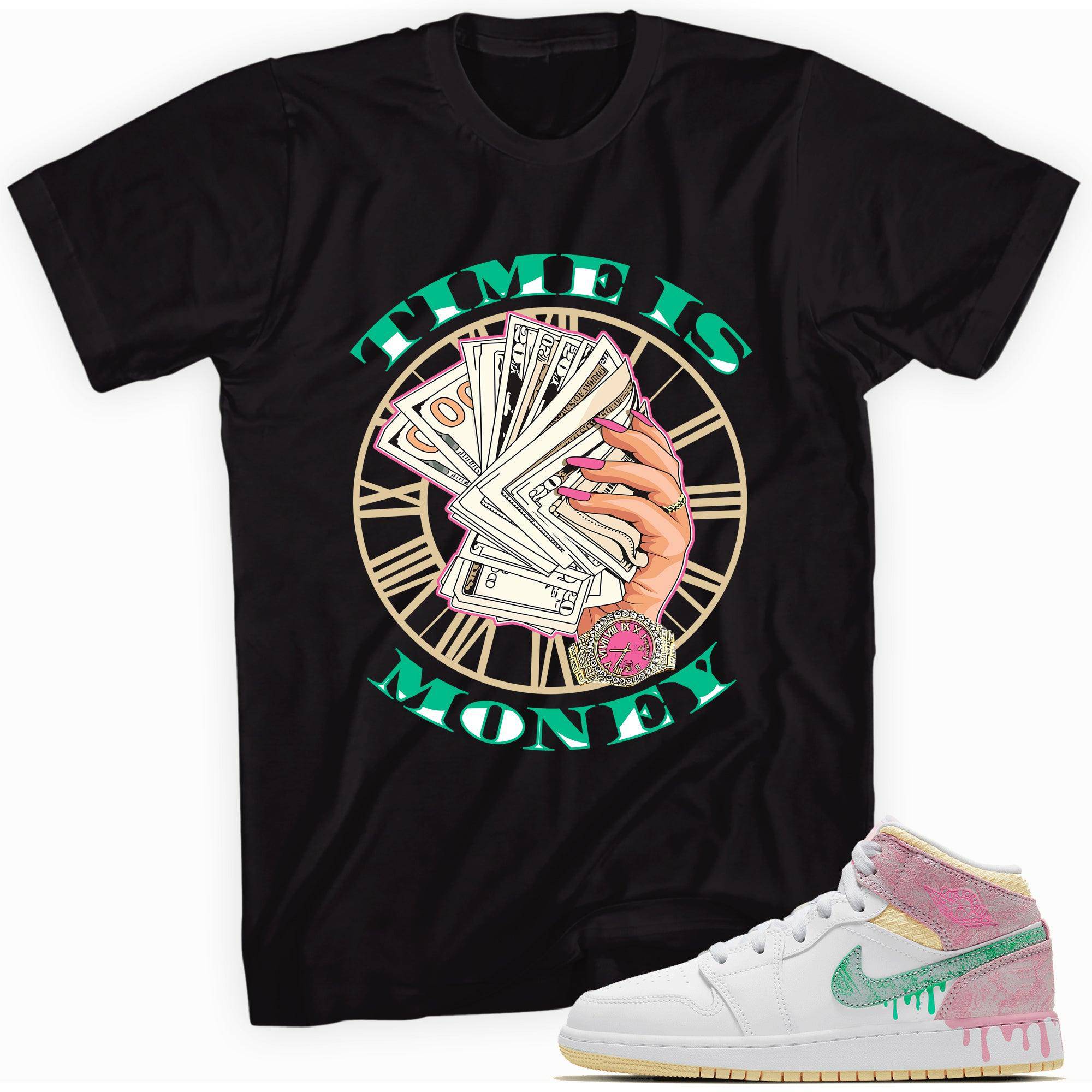 1s Mid Paint Drip (GS) Shirt Time Is Money